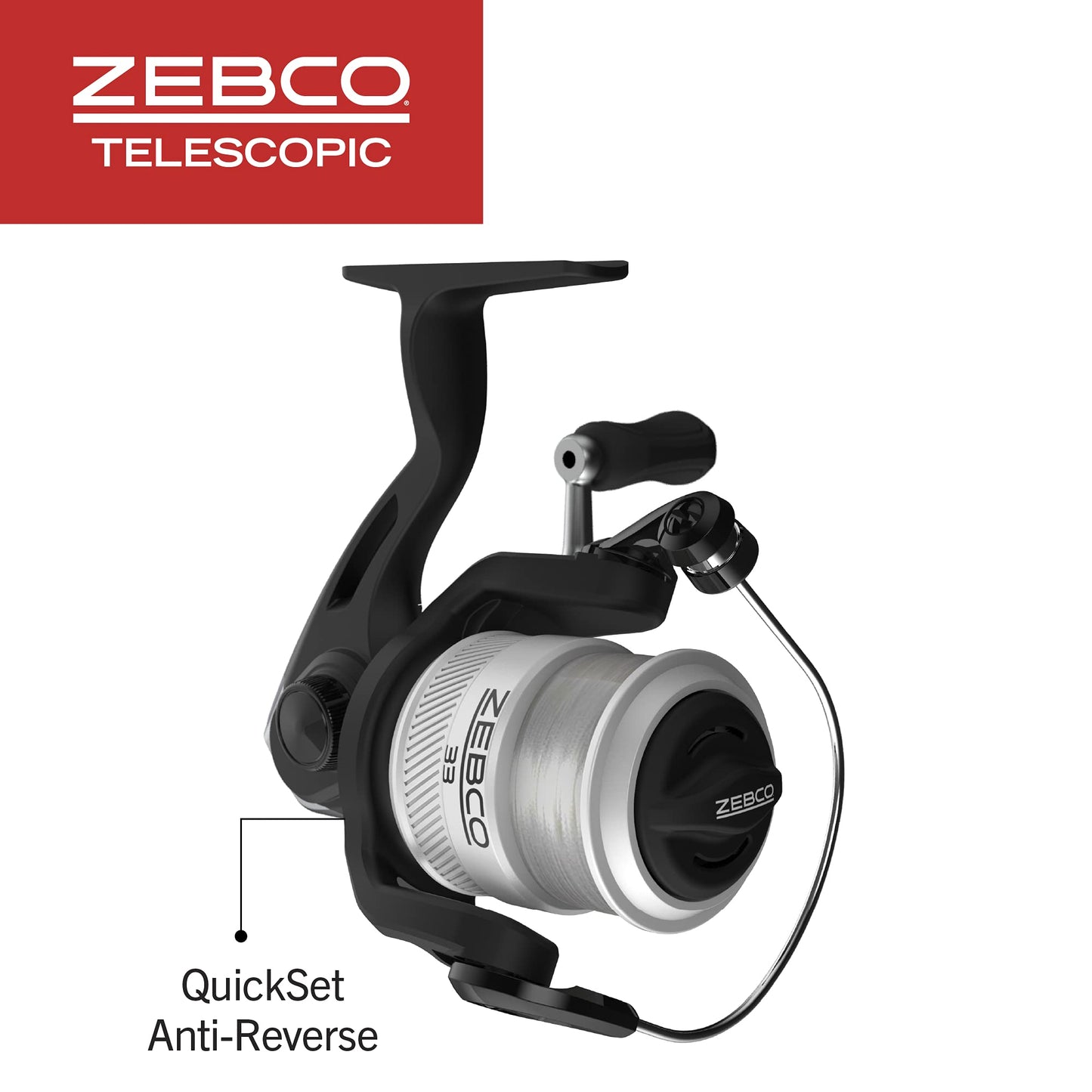 Zebco 33 Spinning Reel and Telescopic Fishing Rod Combo