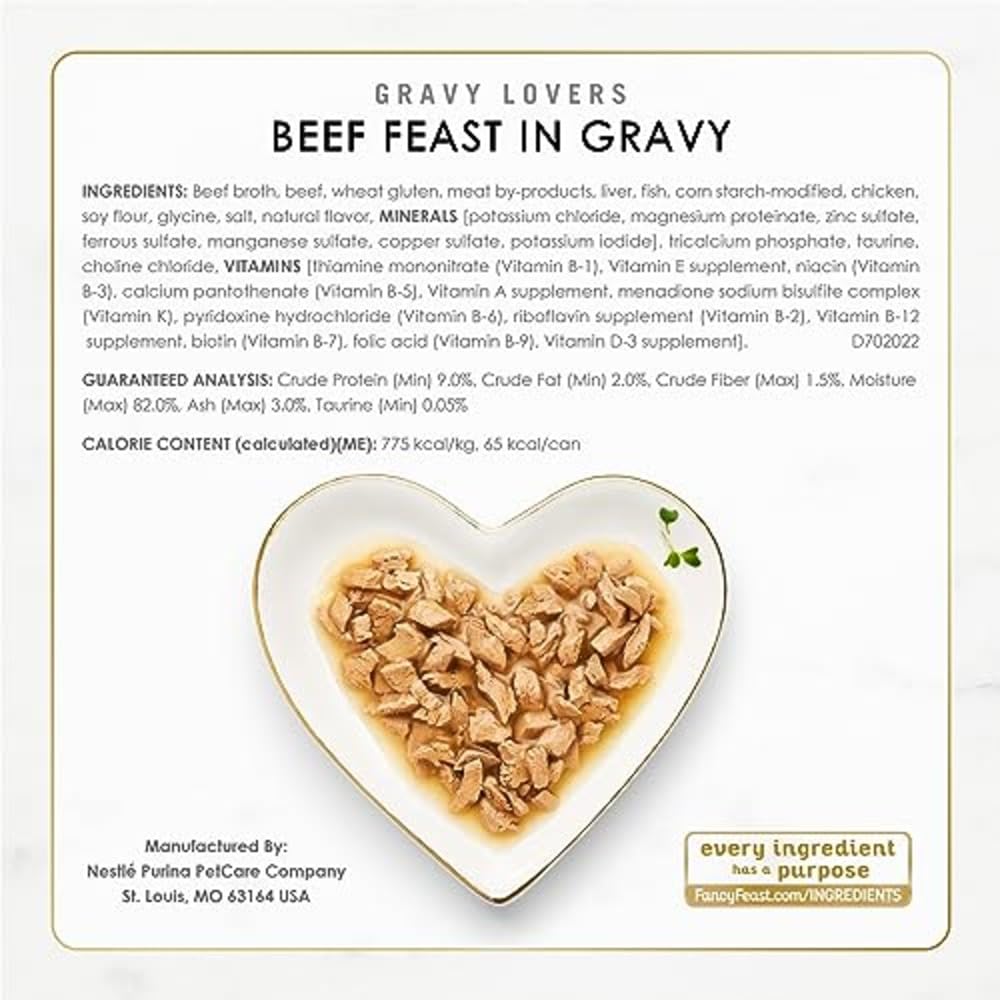 Purina Fancy Feast Gravy Lovers Poultry and Beef Grilled Gourmet Wet Cat Food Variety Pack - (Pack of 24) 3 oz. Cans