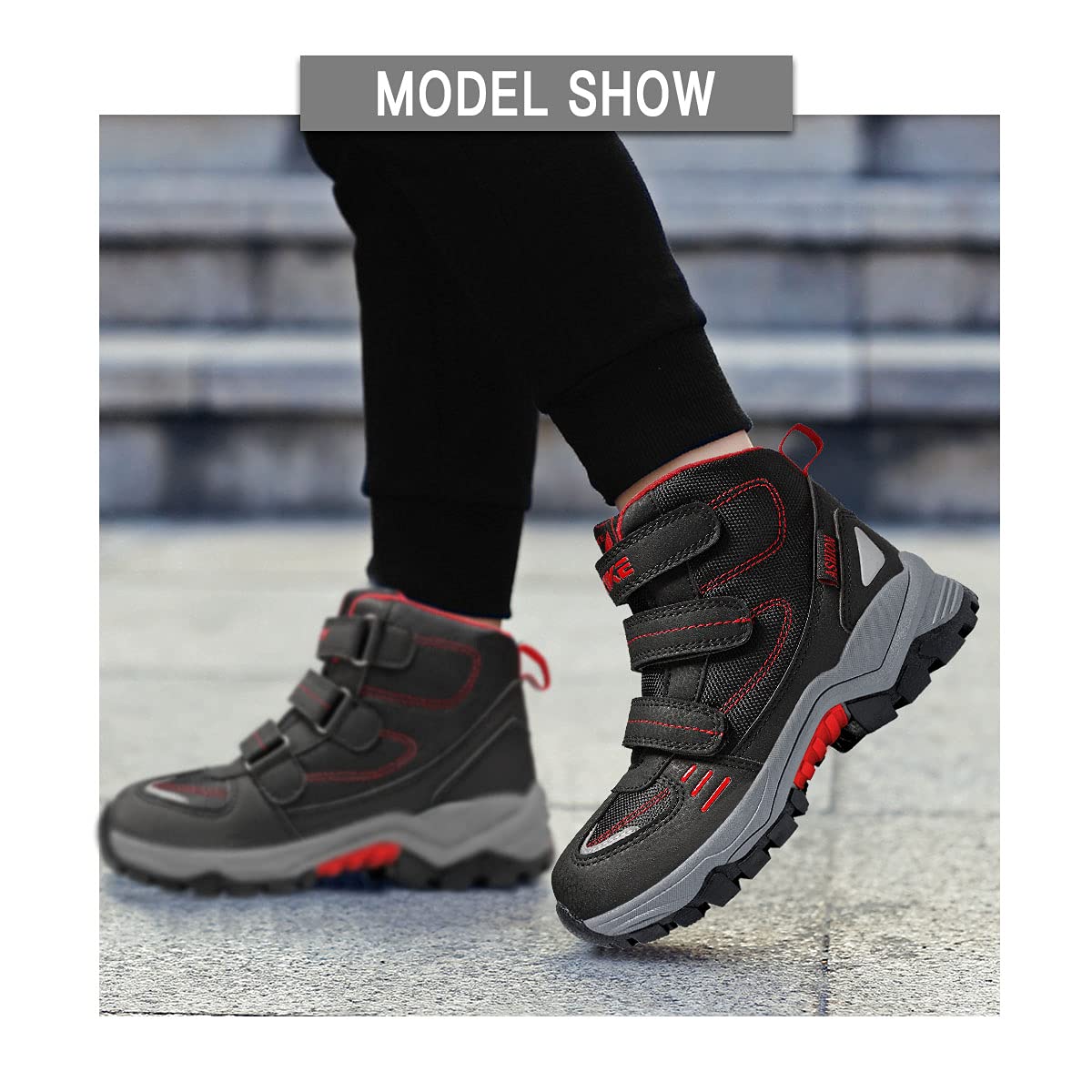 Littleplum Boys Snow Boots Winter Waterproof Antiskid Boots Hiking Outdoor Shoes Booties for Unisex Kids (Little Kid/Big Kid)
