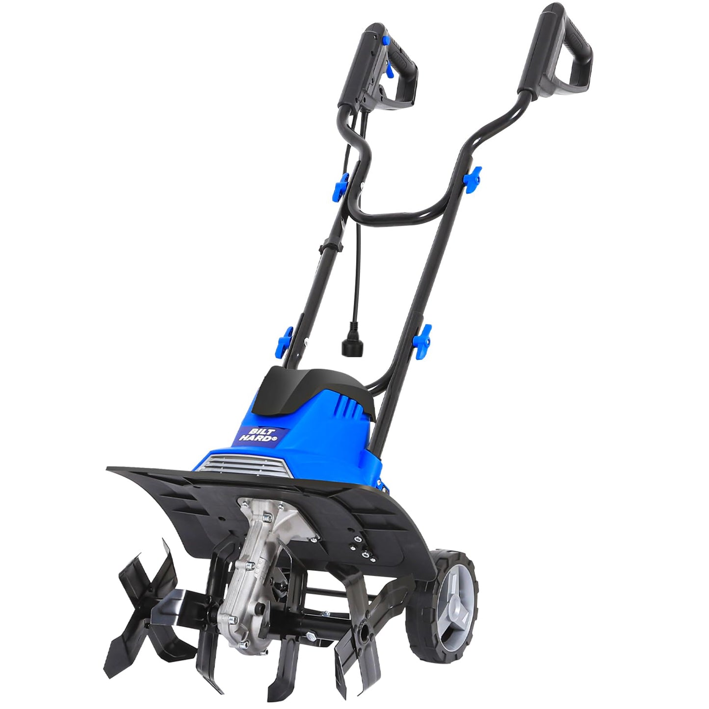 BILT HARD Tiller Cultivator 16 inch, 13.5 Amp 6 Steel Tines Tillers for Gardening Foldable, Electric Garden Rototiller with Adjustable Wheels