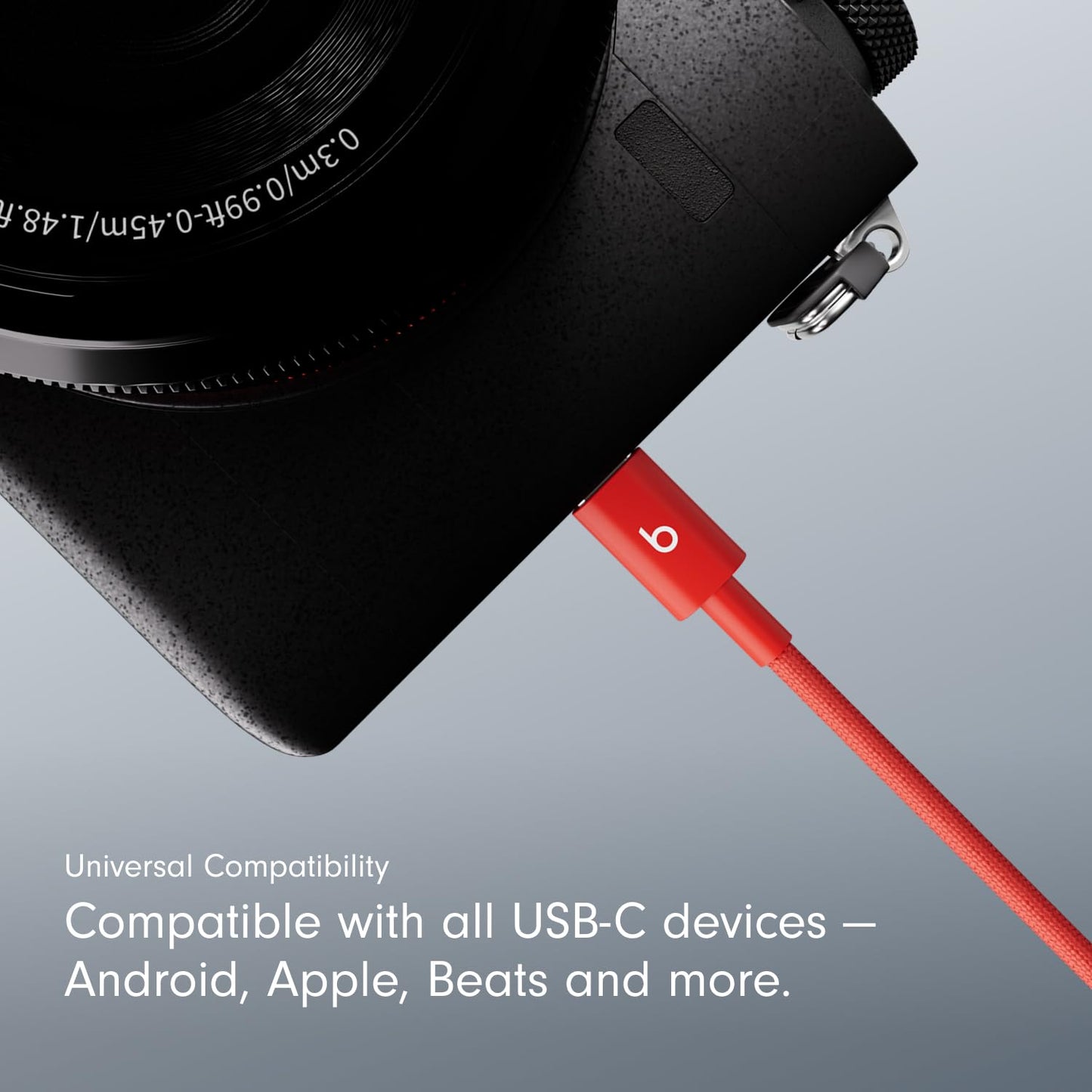 Beats USB-A to USB-C Woven Cable Fast Charging Durable and Tangle-Free Design Compatible Charger for Apple & Android Devices (1.5 m, 5 ft) - Rapid Red