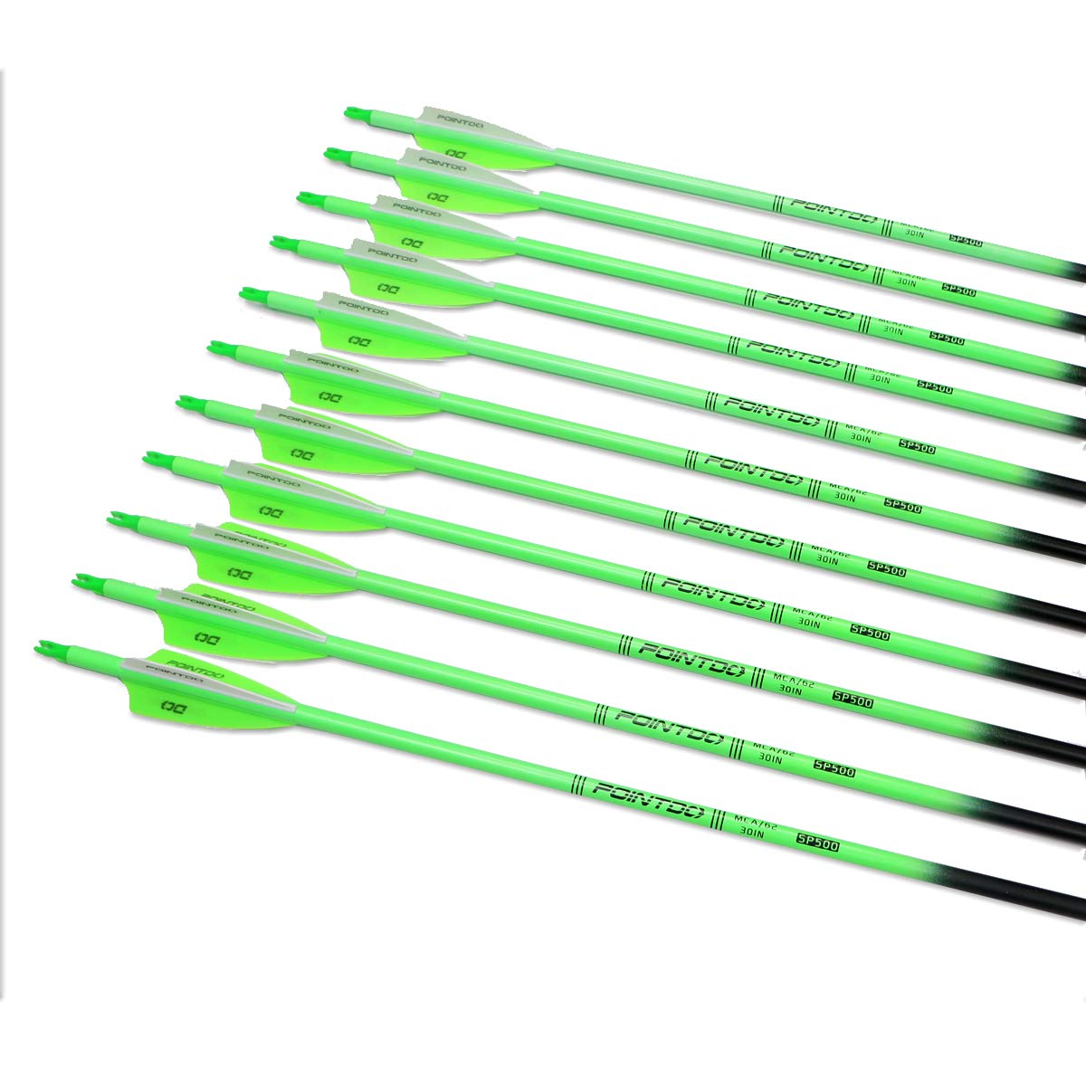30inch Carbon Arrow Fluorescence Color Targeting and Practice and Hunting Arrows for Compound Bow and Recurve Bow with Removable Tips(Pack of 12)