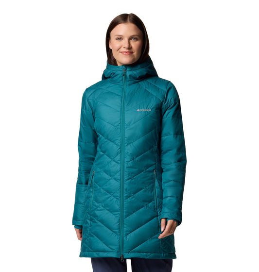 Columbia Womens Heavenly Long Hooded Puffer Jacket, River Blue, X-Small