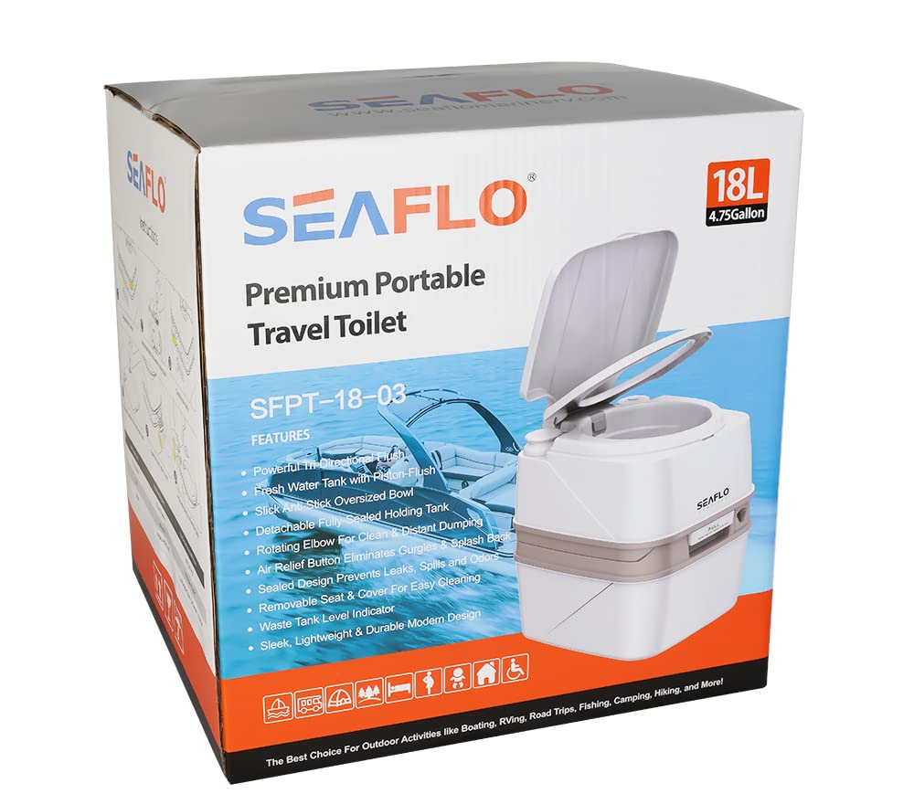 SEAFLO Portable Toilet for RV, Boat, and Camping (4.8 Gallon - Premium Ver.)