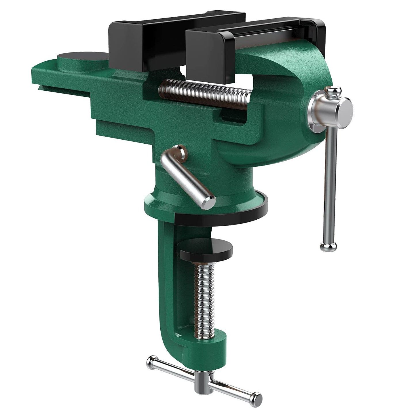 Nuovoware Table Vise 3 Inch, 360° Swivel Base Universal Home Vise Portable Bench Clamp, Clamp-on Vise Bench Clamps Fixed Tool for Woodworking, Metalworking, Cutting Conduit, Drilling, Sawing, Blue