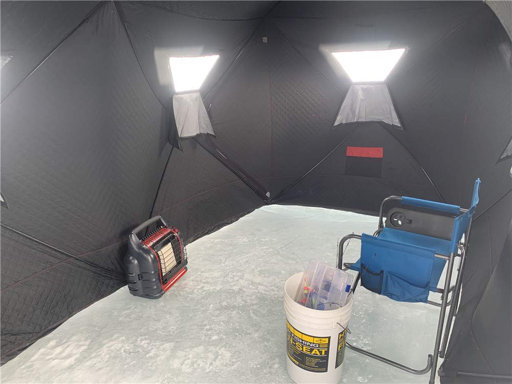 THUNDERBAY Ice Cube Series Pop-Up Hub-Style Ice Fishing Shelter, 68-112 Square Feet of Fishable Area, Portable 6-8 Person Ice Shanty