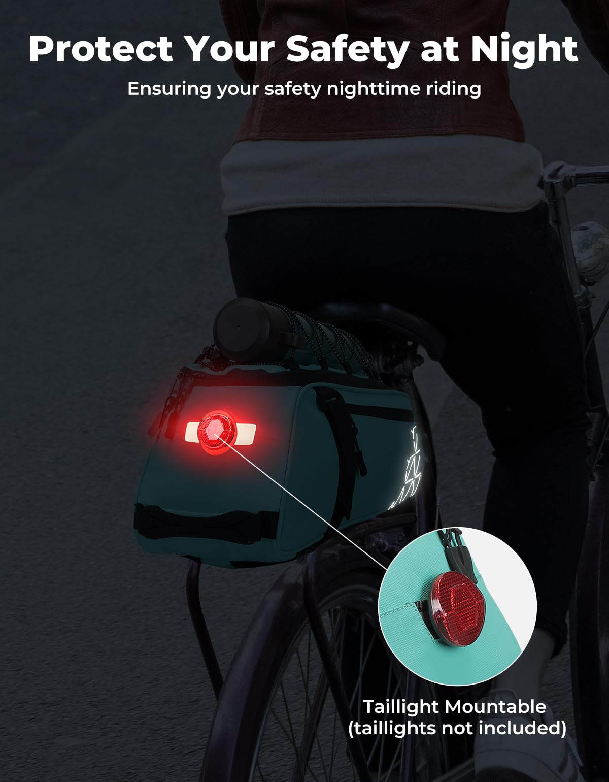 KEMIMOTO Rear Bike Rack Bag - 8L PVC Water Resistant Ebike Bags for Bicycle Rear Rack, Bicycle Trunk Pannier for Commuter Travel Shopping and Cycling (Black)