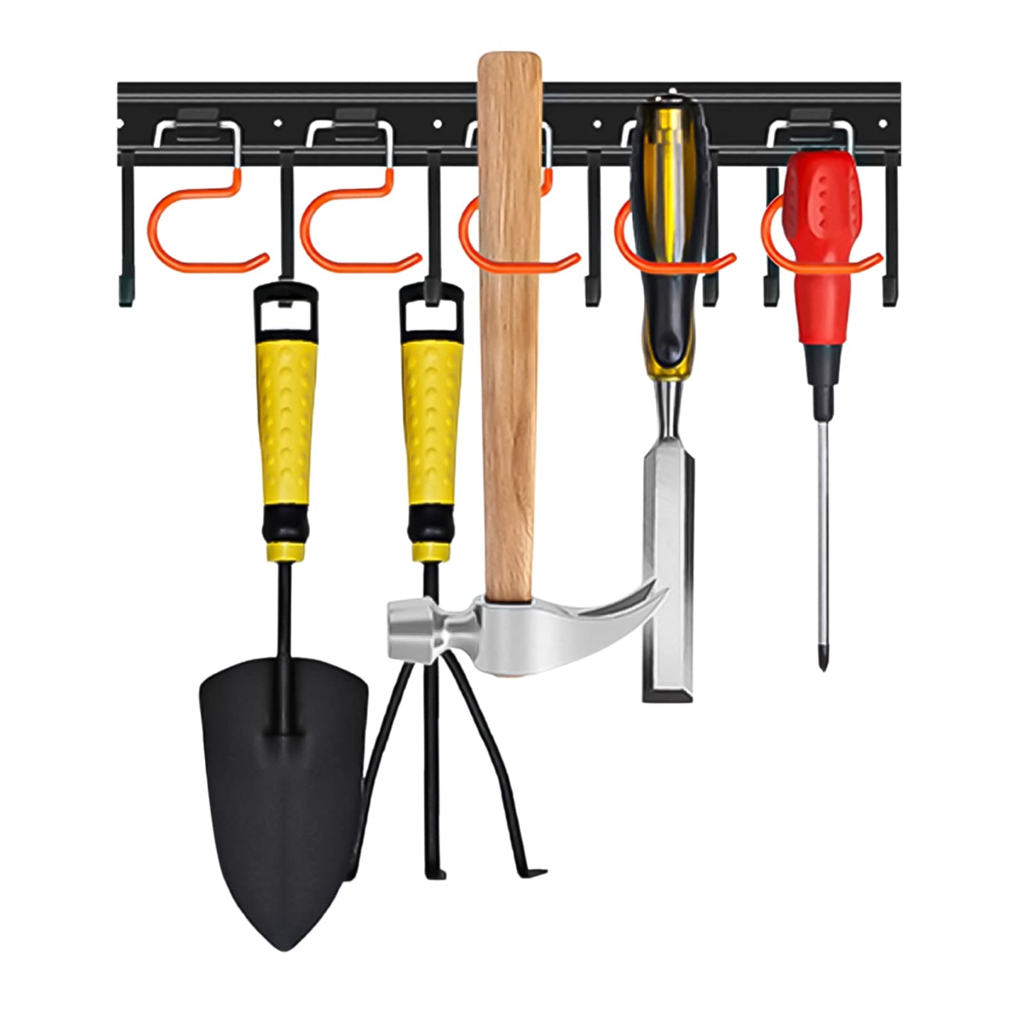 68'' All Metal Garden Tool Organizer Wall Mount Garage Organizers and Storage with Hooks Tool Hangers for Shed
