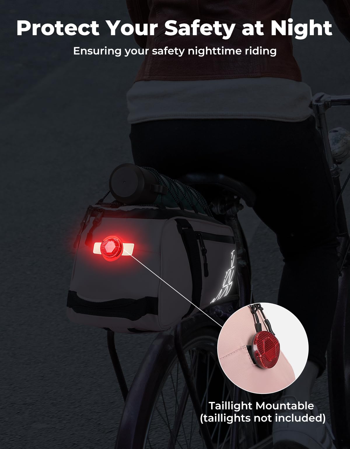 KEMIMOTO Rear Bike Rack Bag - 8L PVC Water Resistant Ebike Bags for Bicycle Rear Rack, Bicycle Trunk Pannier for Commuter Travel Shopping and Cycling (Black)