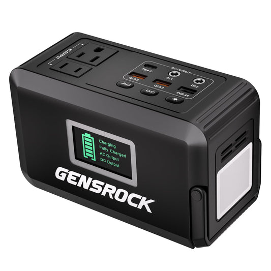 GENSROCK Portable Power Station, 110V/300W Pure Sine Wave Solar Generator, 222Wh Backup Lithium Battery With AC Outlet/QC 3.0/Type-C/LED Light for CPAP Family Emergency Outdoor Camping RV Travel.
