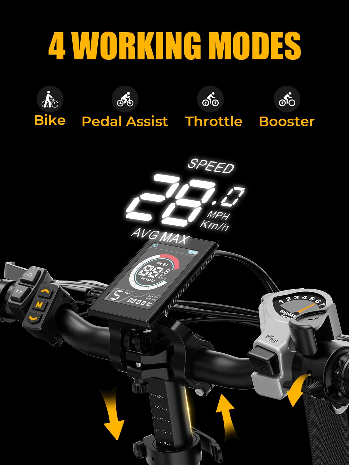 Heybike Ranger Electric Bike for Adults, Peak 1400W Upgraded Motor Ebike, 28MPH [20" Fat Tire All-Terrain] 600Wh Removable Battery Folding Step-Thru E Bike with Front Suspension