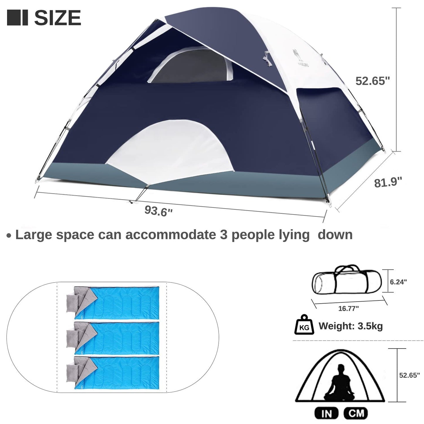 CAMEL CROWN Tents for Camping 2/3/4/5 Person Camping Dome Tent, Waterproof,Spacious, Lightweight Portable Backpacking Tent for Outdoor Camping/Hiking