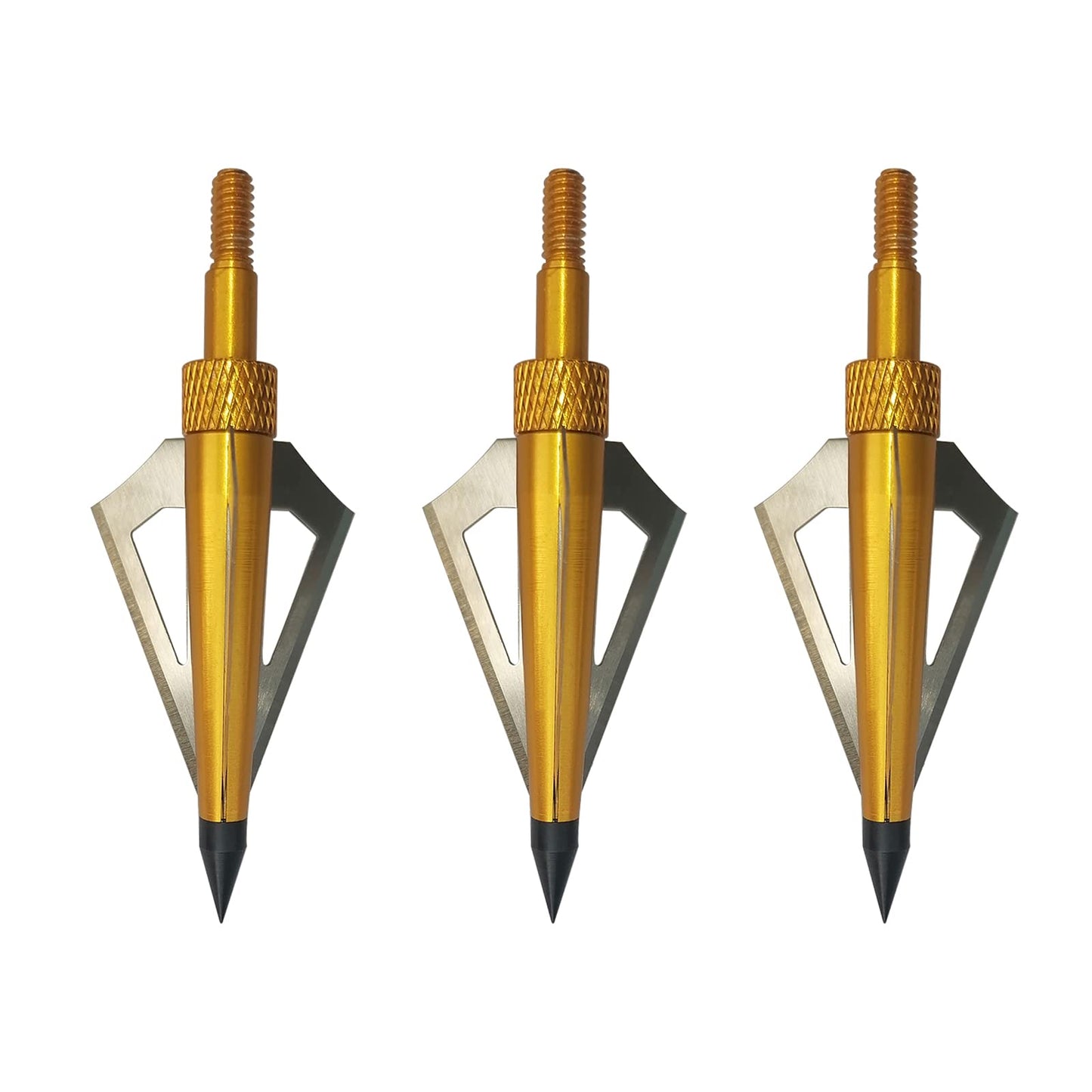 12pcs Archery Broadheads 3 Fixed Steel Blade 125 Grain Hunting Arrowheads Fit for Compound Bow and Crossbow with One Black Plastic Portable Broadheads Case