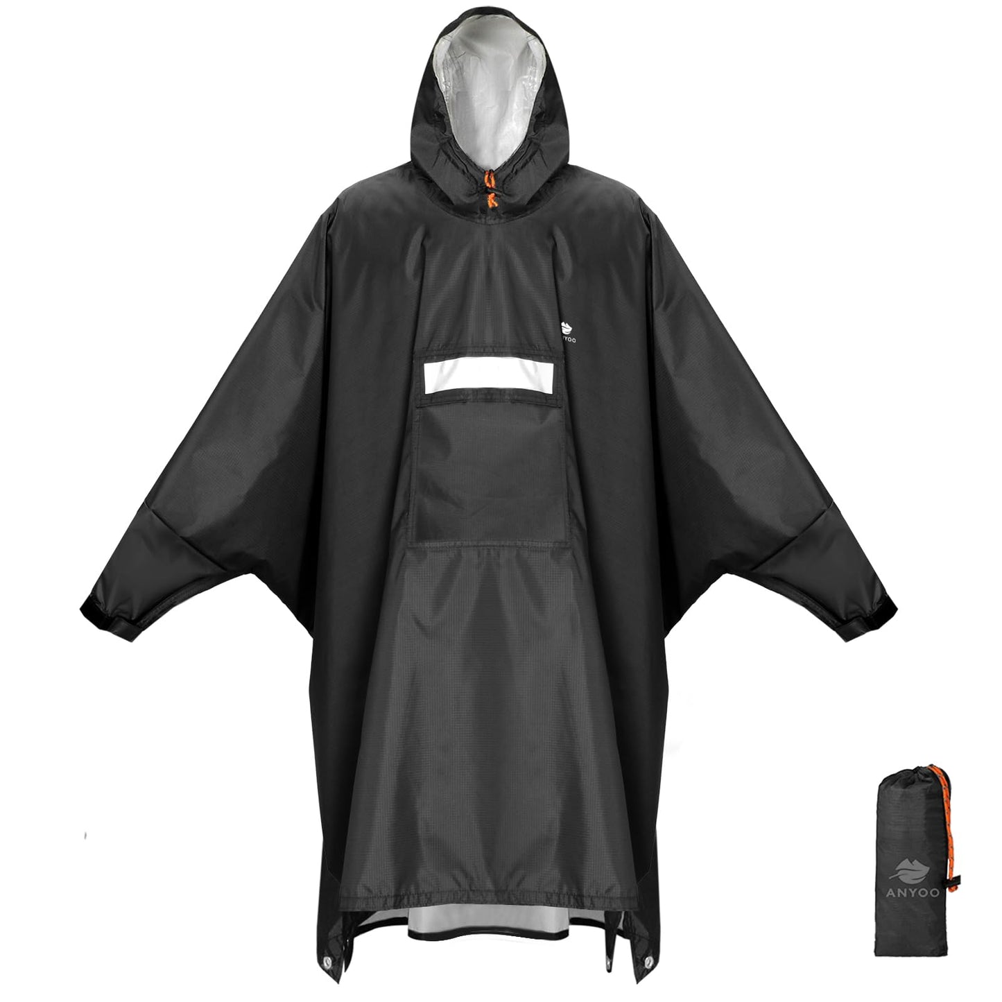 ANYOO Hooded Rain Poncho for Adults Waterproof Lightweight Rain Coat for Men Women Reusable Rain Jacket for Emergency Outdoor