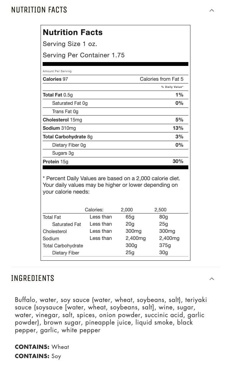 Jerky.com Original Buffalo Jerky 3-Pack - Exotic Jerky High Protein, Gluten-Free, All-Natural Exotic Snack - Premium Wild Game Meat - Perfect for Hiking, Camping, and On-the-Go 1.75oz (Pack of 3)