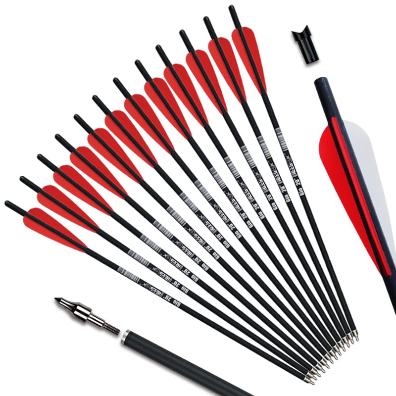 REEGOX Crossbow Bolts 16/18/20 inch Bio Crossbow Arrows with Moon Nocks and Removable Tips (Pack of 12)