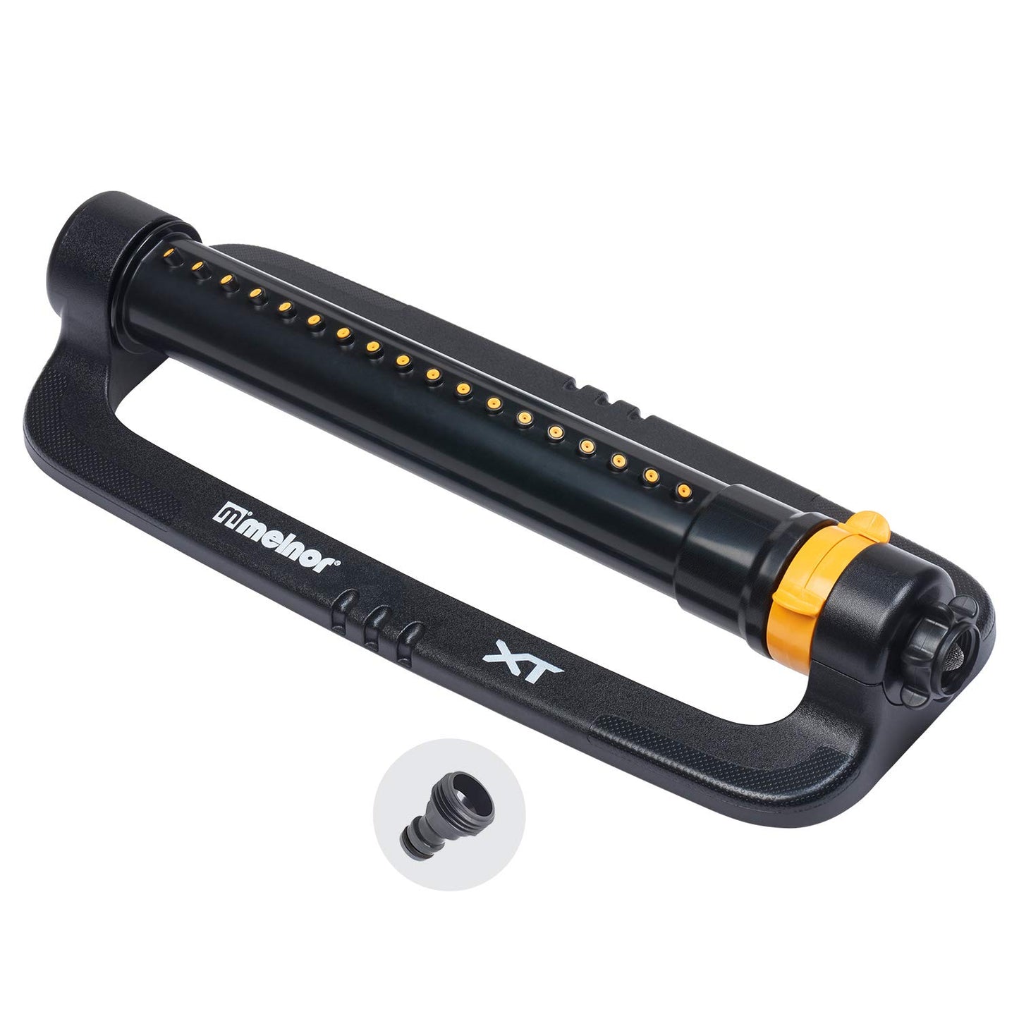 Melnor 65167AMZ XT Turbo Oscillating Sprinkler, 4,500 sq. ft., Quick Connect Bundle, 3-Way Adjustable, Black, Yellow