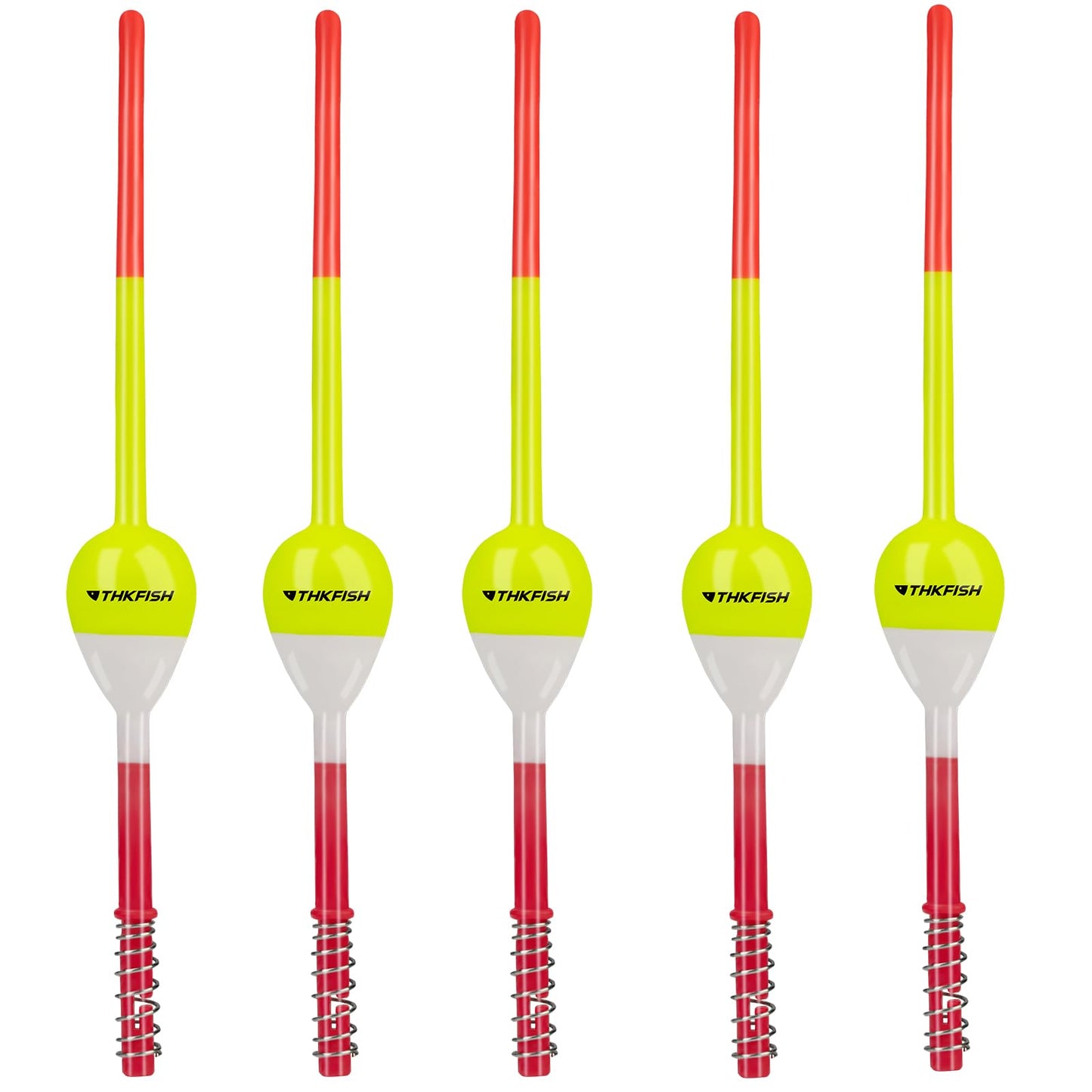 THKFISH Fishing Floats and Bobbers Balsa Wood Floats Spring Bobbers with Oval Slip Bobbers for Crappie Panfish Walleyes Fixed Bobber (1"X0.7"X6") (1.25"X0.75"X6") (2"X1.14"X5.86") 5pcs