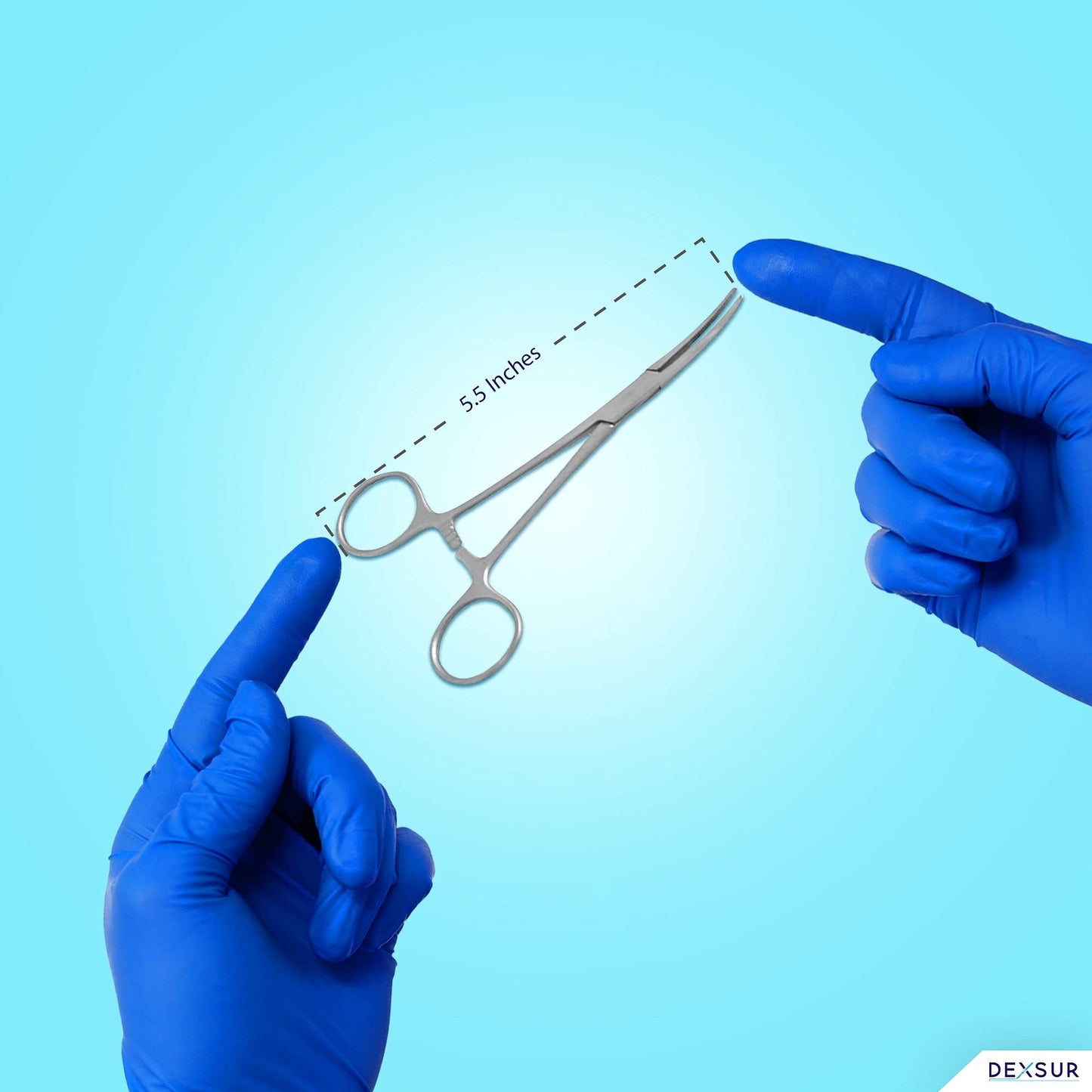 DEXSUR Precision Kelly Hemostat Forceps Locking Tweezers Clamp, Silver, 5.5 Inches, Curved Stainless Steel