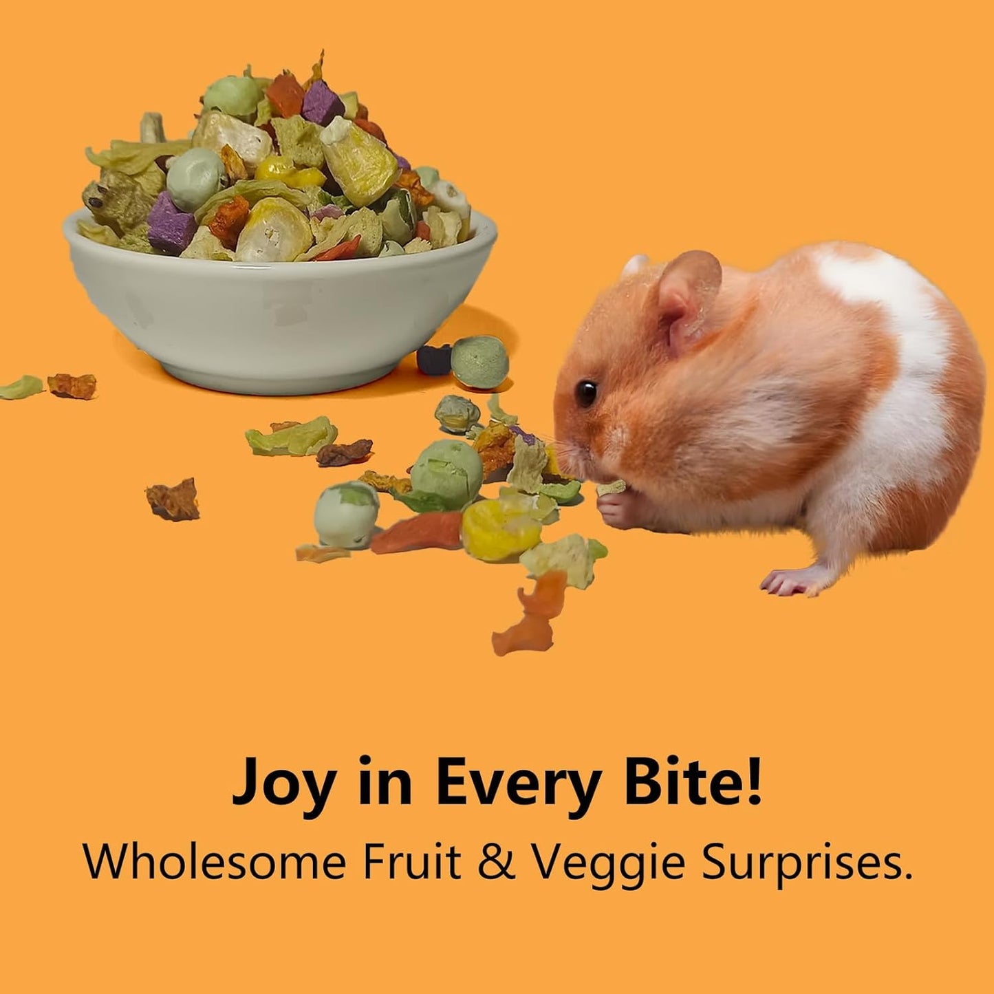 Natural Fruit & Veggie Mix - 6oz Freeze-Dried Treats for Hamsters, Guinea Pigs, Chinchillas - Supports Healthy Digestion and Teeth,Daily Snack