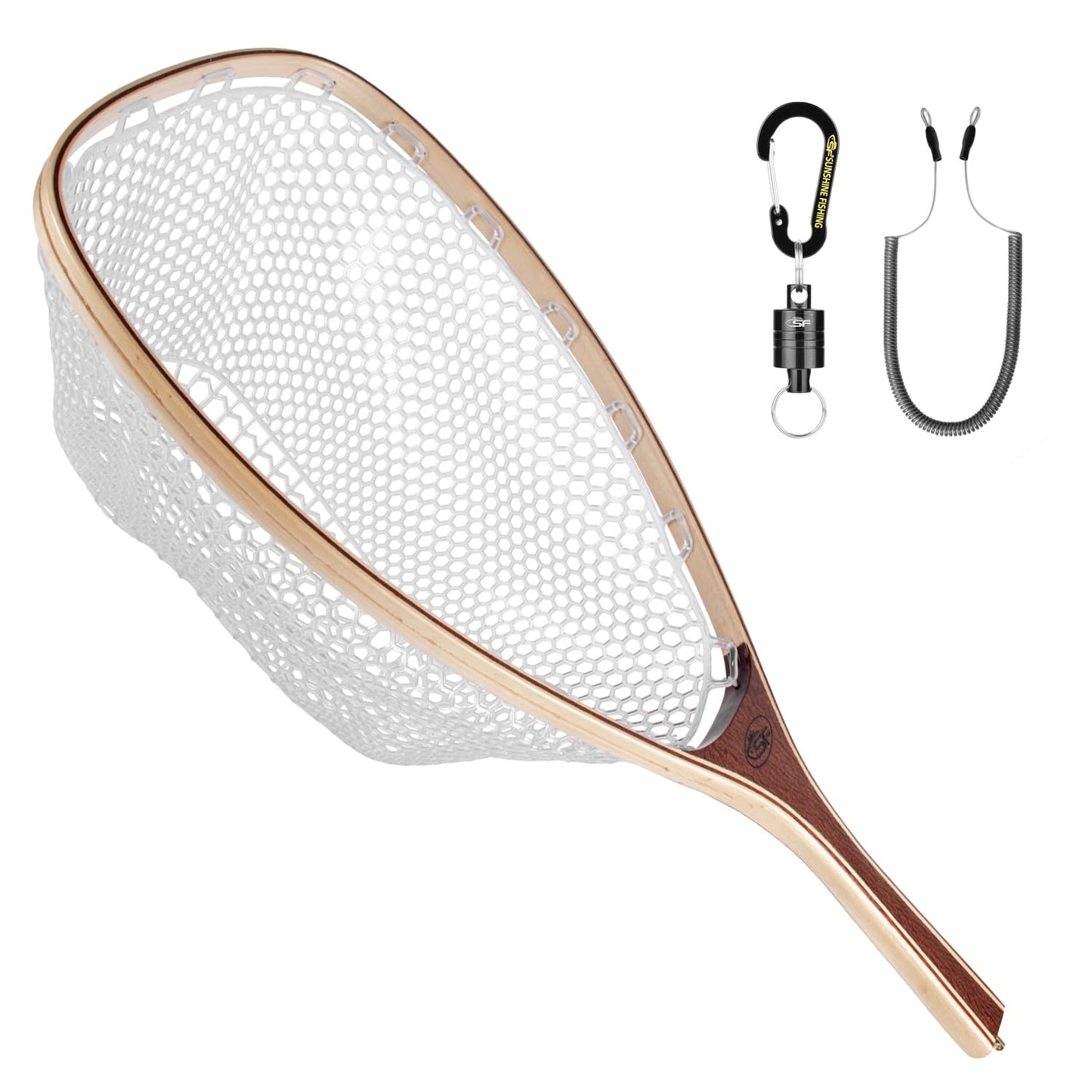 SF Fly Fishing Landing Net Soft Rubber Mesh Trout Net Catch and Release Net