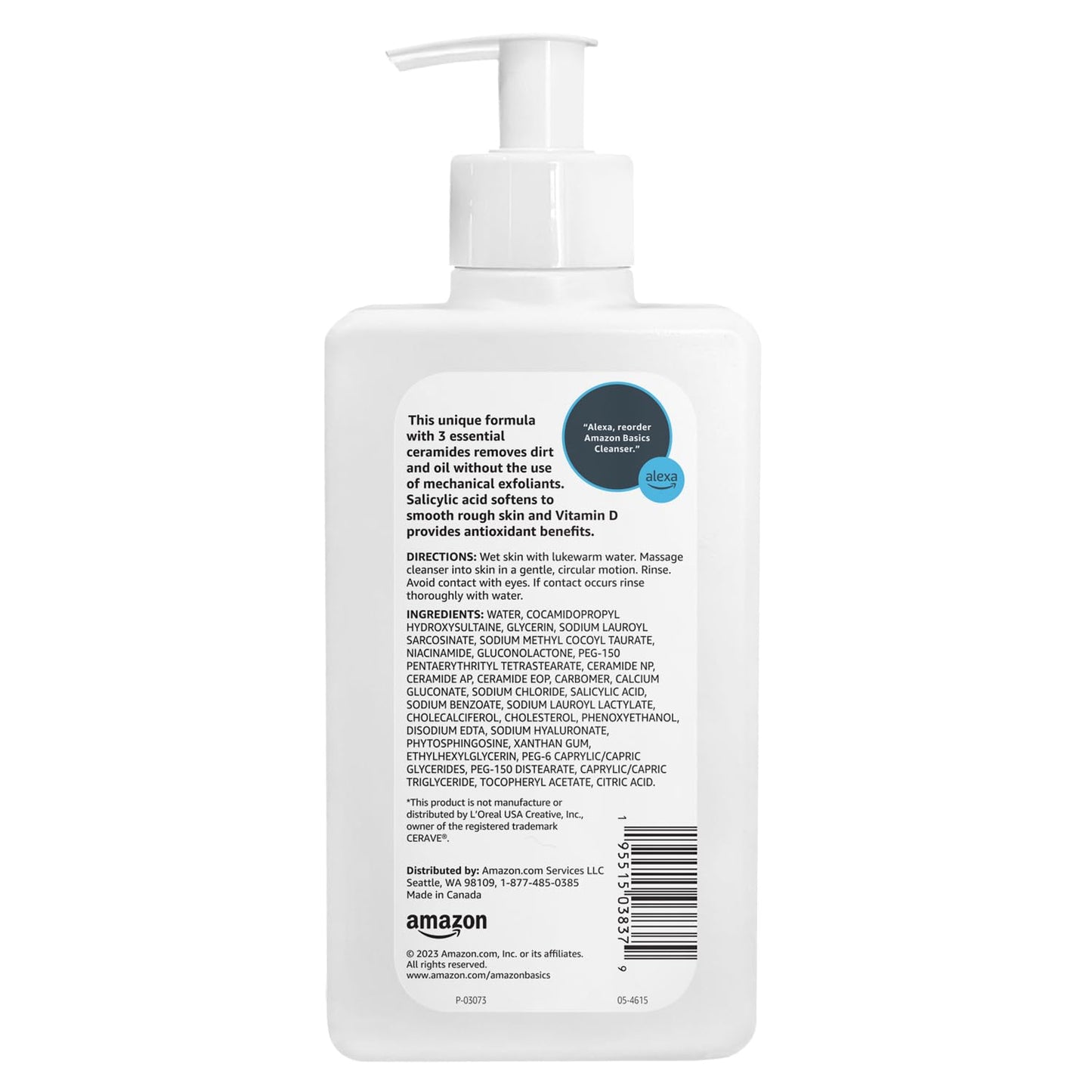 Amazon Basics Exfoliating Face Wash Cleanser, Renewing Salicylic Acid with Ceramides & Vitamin D, Foaming Formula, Smooths Skin, 8 fl oz