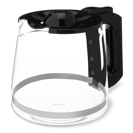 Amazon Basics 12-Cup Glass Replacement Carafe for Coffee Maker, Comfort-Grip Handle, Dripless Spout, Black