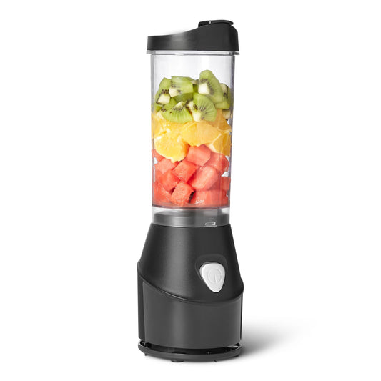 Amazon Basics Portable Blender for Smoothies and Shakes with 250W Power,15 Oz BPA Free Travel Cup and Lid, Black