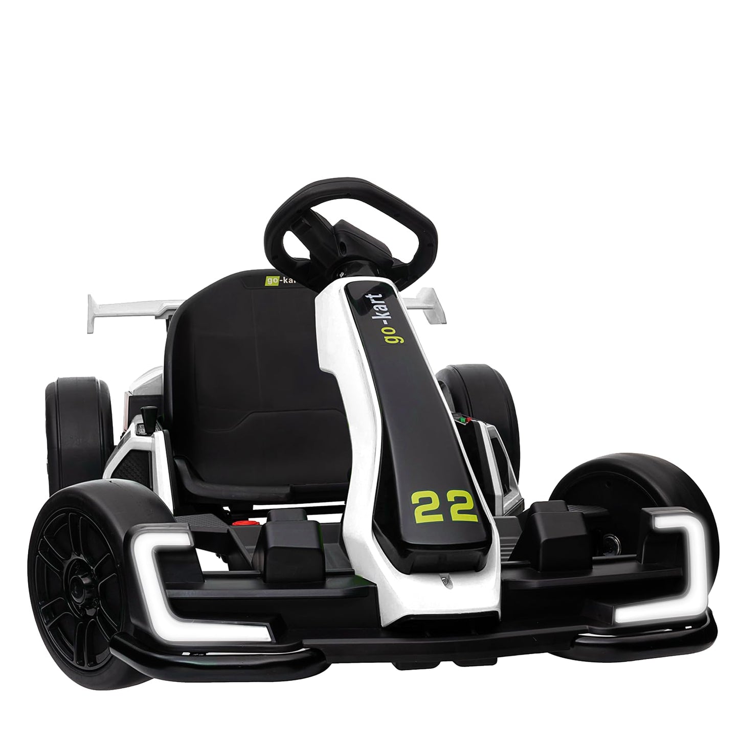 Kerry Yoo Go Kart Electric Drift Kart Car with Adjustable Seat, 24V Outdoor Ride on Toy with 4 Speed Mode, Crazy Cart for Kids 6-12 Years Old, Fast 300W Motor, 8.5 MPH, LED Lights, Bluetooth - Red