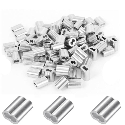 200 Pcs Aluminum Crimping Loop Sleeve 3/32",Cable Crimp Ferrules for Wire Rope and Cable (3/32''(2.5mm)-200pcs)