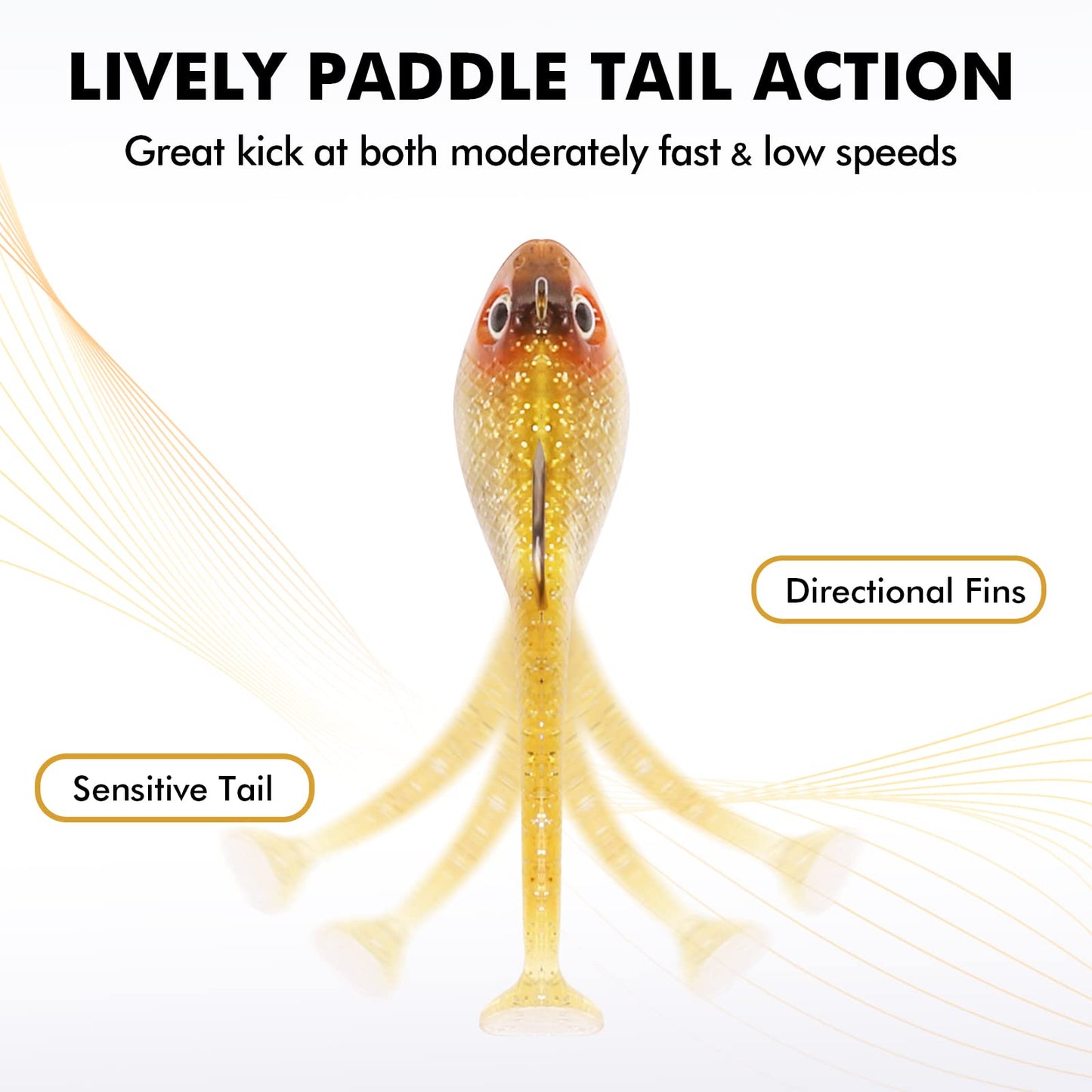 TRUSCEND Easy Catch Pre-Rigged Soft Lures, Vibrating Swim Action, Trembly Sinking Move, Amazing Soft Swimbait for Family Fishing, Well-Made Fishing Lures for Bass Trout Crappie Walleye Pike Redfish