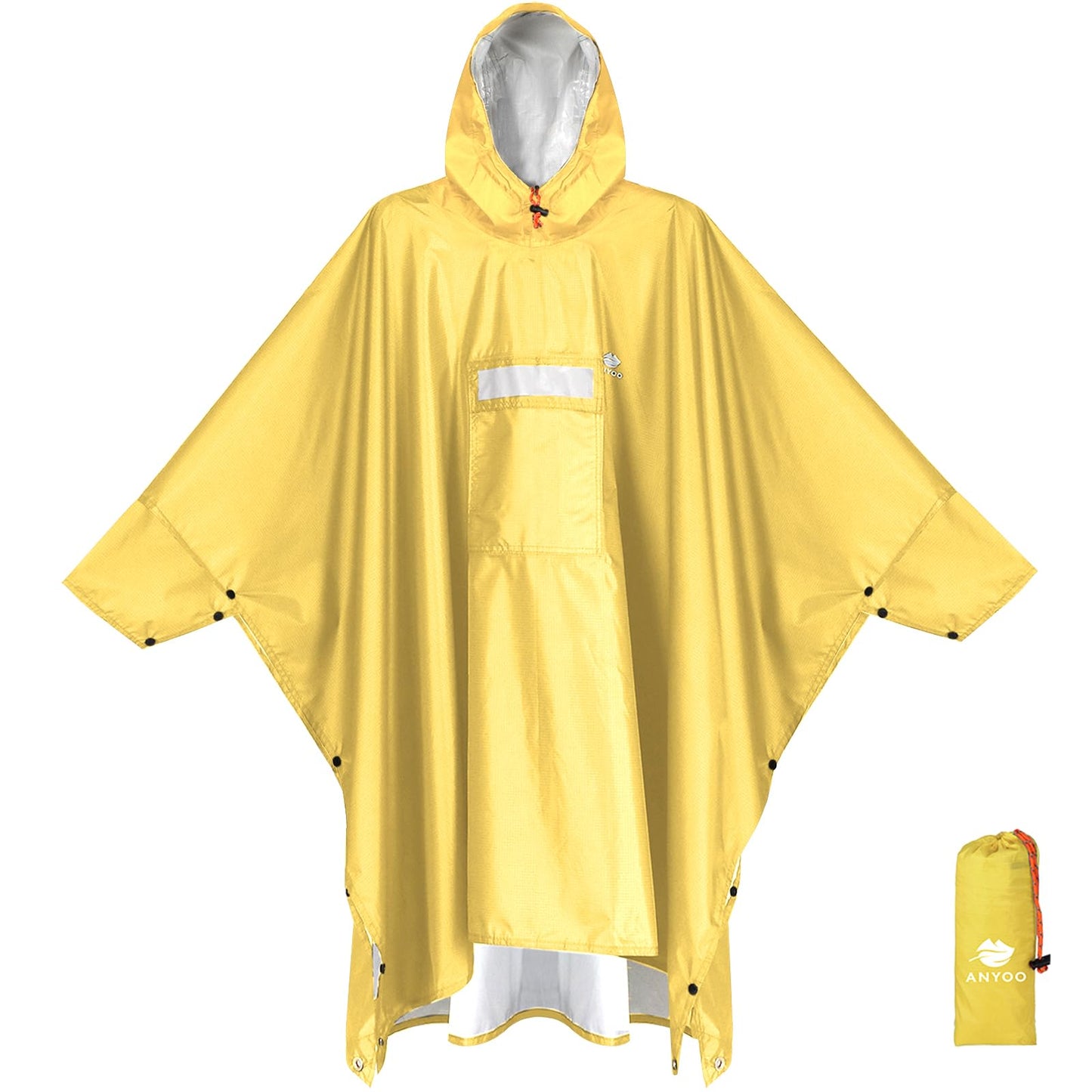 ANYOO Hooded Rain Poncho for Adults Waterproof Lightweight Rain Coat for Men Women Reusable Rain Jacket for Emergency Outdoor