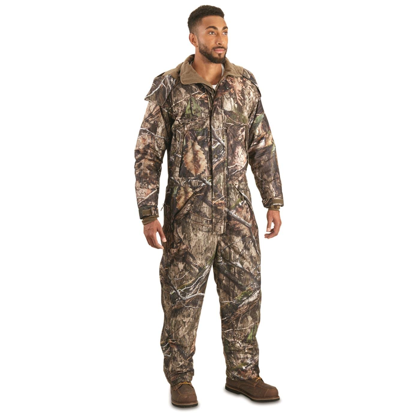 Guide Gear Men's Dry Waterproof Hunting Coveralls with Hood, Insulated Camo Hunt Overalls