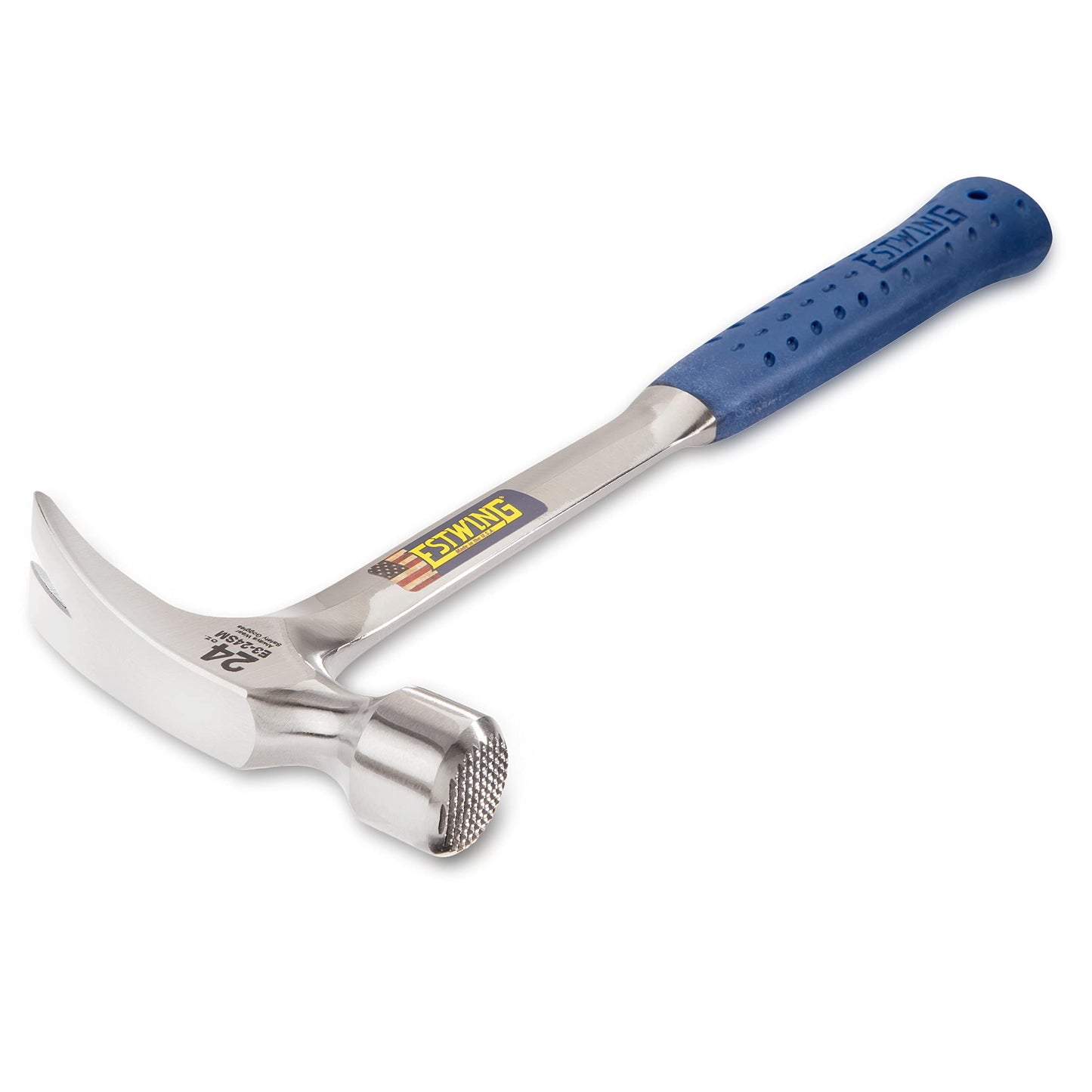 ESTWING Framing Hammer - 22 oz Long Handle Straight Rip Claw with Milled Face & Shock Reduction Grip - E3-22SM