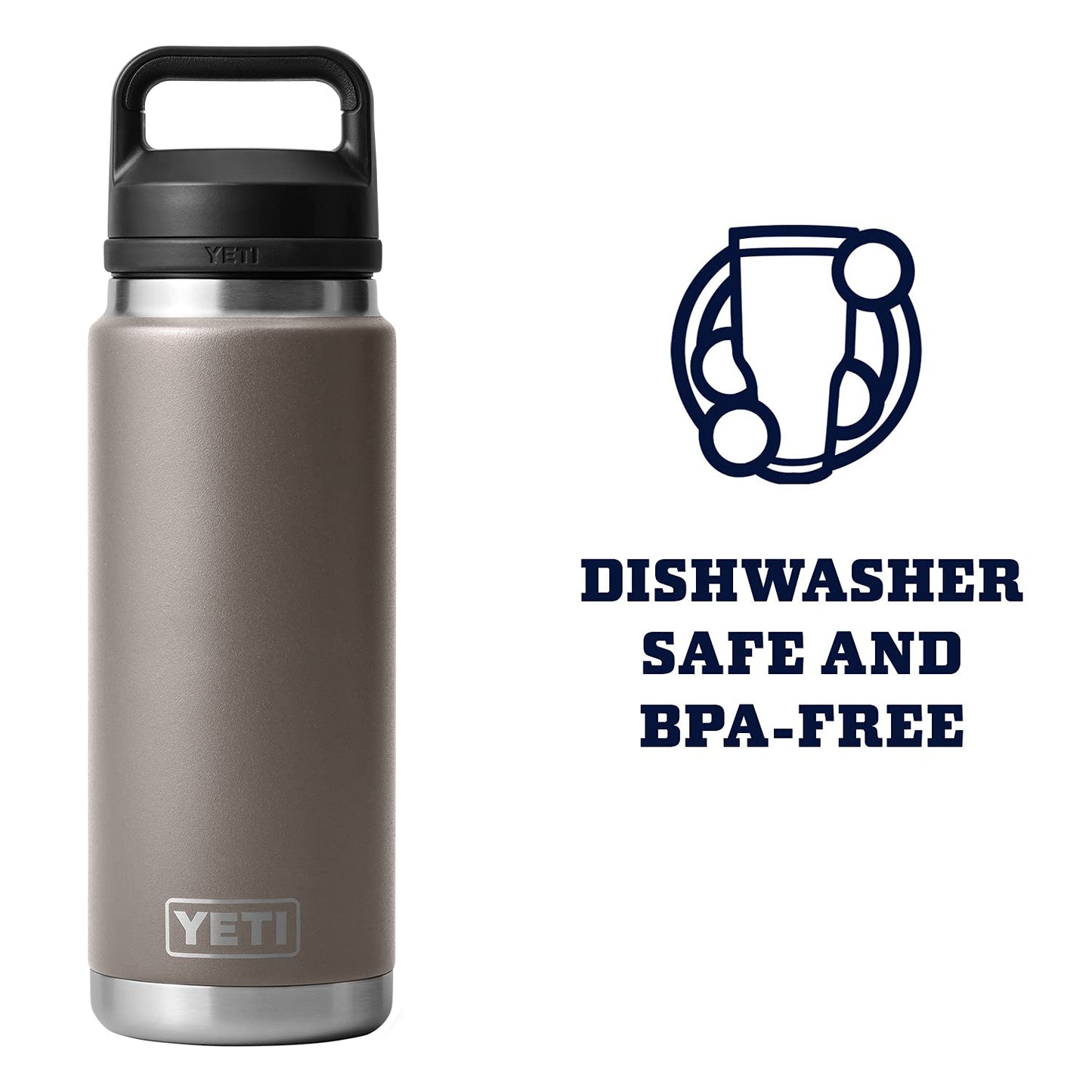 YETI Rambler 26 oz Bottle, Leakproof, Vacuum Insulated, Stainless Steel with Chug Cap, Sharptail Taupe