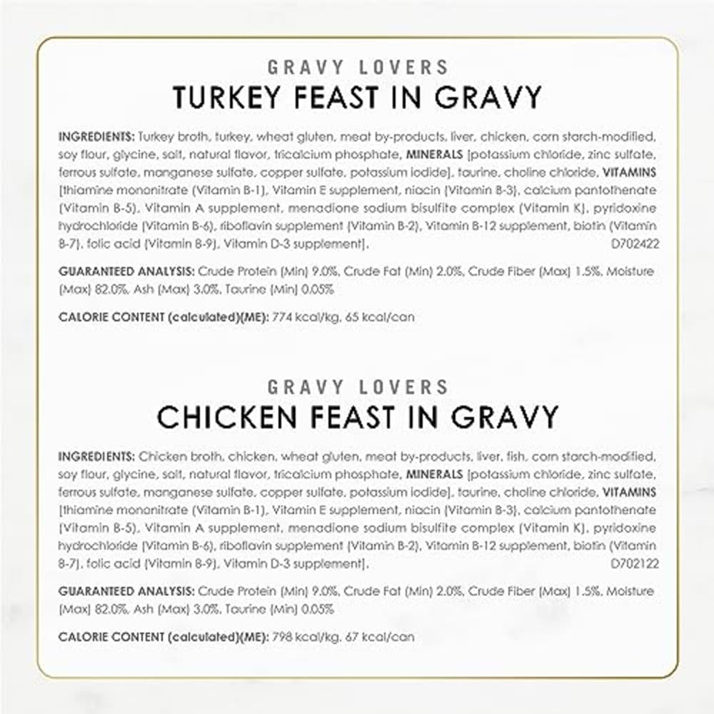 Purina Fancy Feast Gravy Lovers Poultry and Beef Grilled Gourmet Wet Cat Food Variety Pack - (Pack of 24) 3 oz. Cans