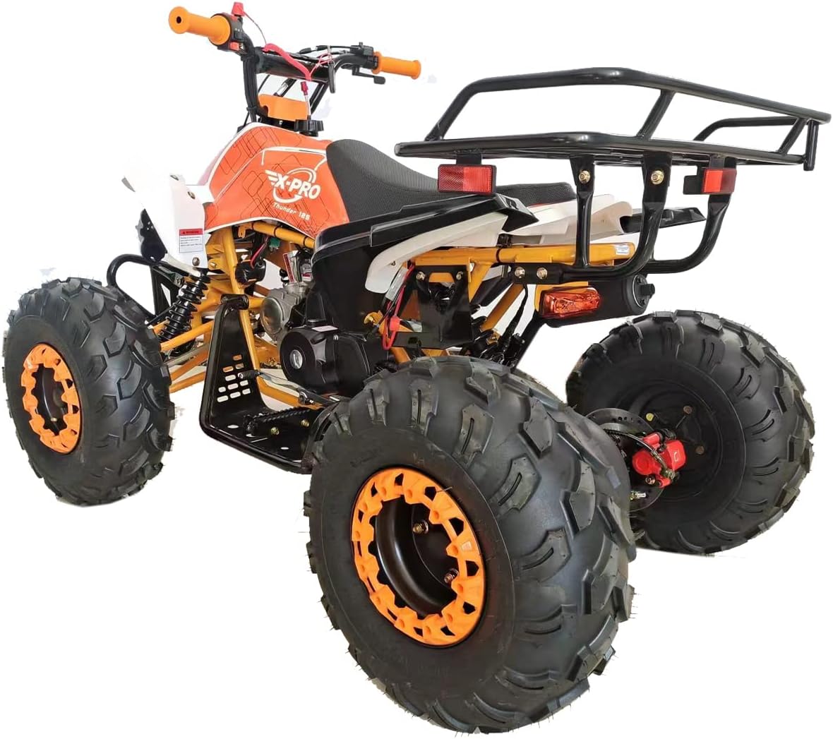 X-PRO 125cc ATV with Automatic Transmission w/Reverse, LED Headlights, Big 19"/18" Tires! (Orange, Factory Package)
