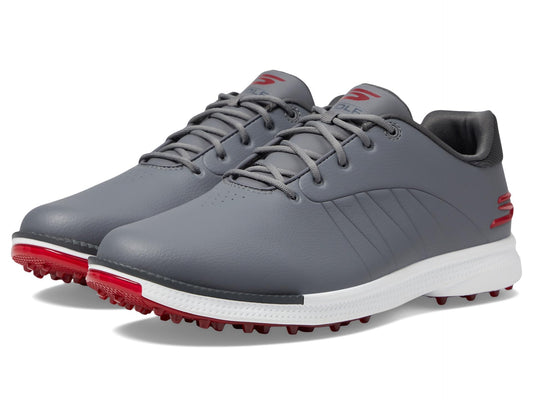Skechers Men's Tempo Waterproof Golf Shoes Sneaker, Gray/Red, 11 Wide