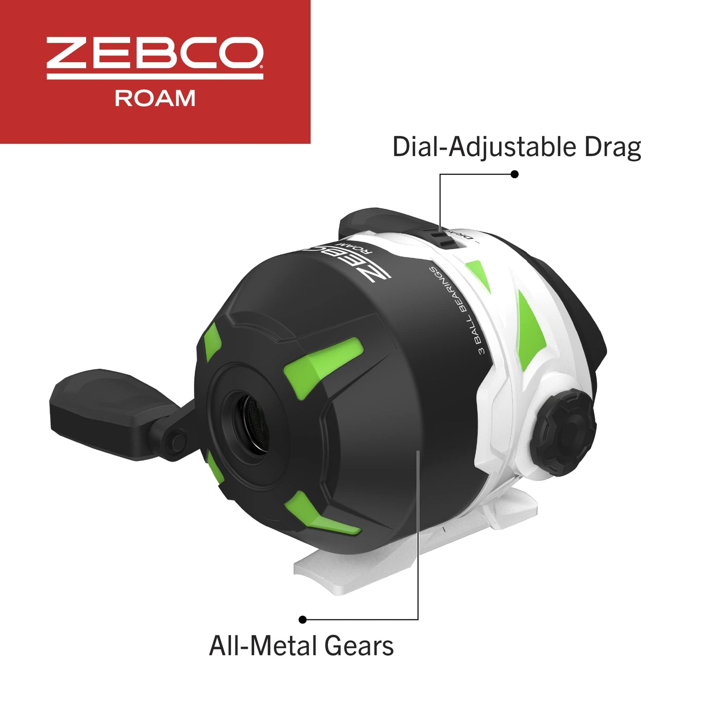 Zebco Roam Telescopic Fishing Rod and Spinning or Spincast Fishing Reel Combo, Durable 6-Foot Fiberglass Rod with ComfortGrip Handle, Pre-spooled with Zebco Cajun Fishing Line