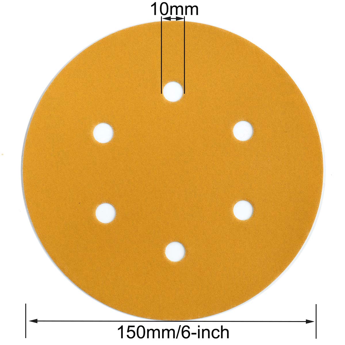6-Inch 6-Hole Hook and Loop Sanding Discs 600-Grit, Random Orbital Sandpaper for Automotive and Woodworking, 100-Pack