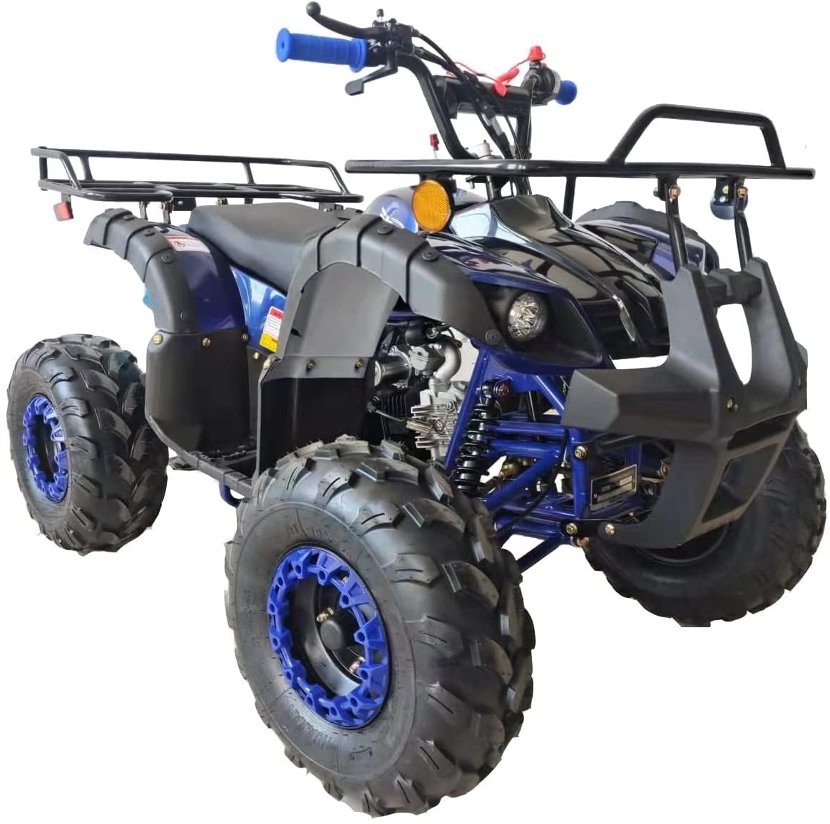 HHH 125cc ATV Quad Upgraded 125cc ATV with Reverse, Led Lights, Big Wide Tires with Matching Rims Gas 4 Wheeler for Youth and Children (Blue) (Factory Packaged)