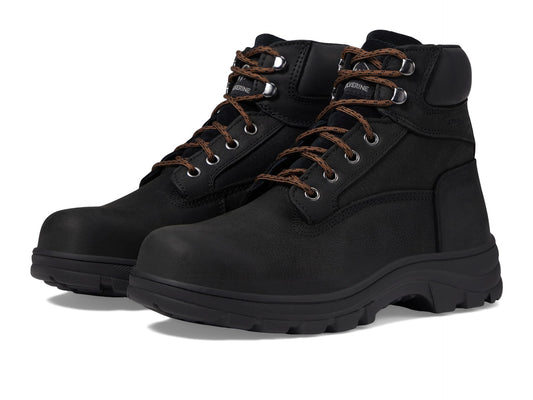Wolverine Carlsbad Women's 6" Waterproof Steel Toe Construction Boot, Black, 5.5