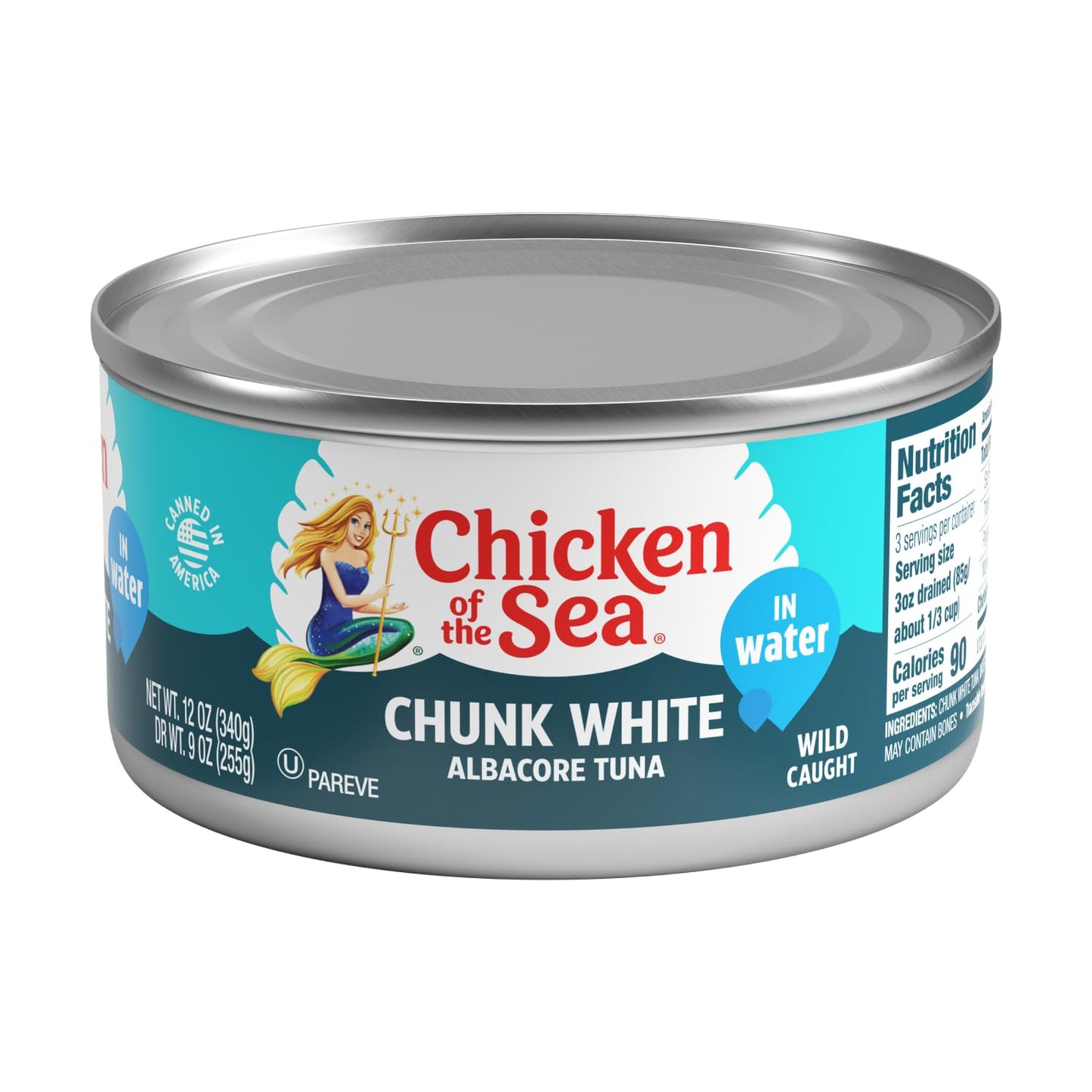 Chicken of the Sea Chunk White Albacore Tuna in Water, Wild Caught Canned Tuna, 12 oz. Can (Pack of 12)