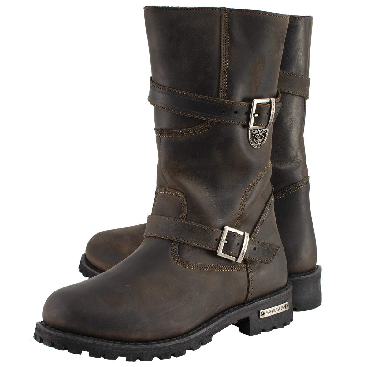Milwaukee Leather MBM9063 Men's Classic Distressed Brown Leather Motorcycle Engineer Riding Biker Boots - 11.5