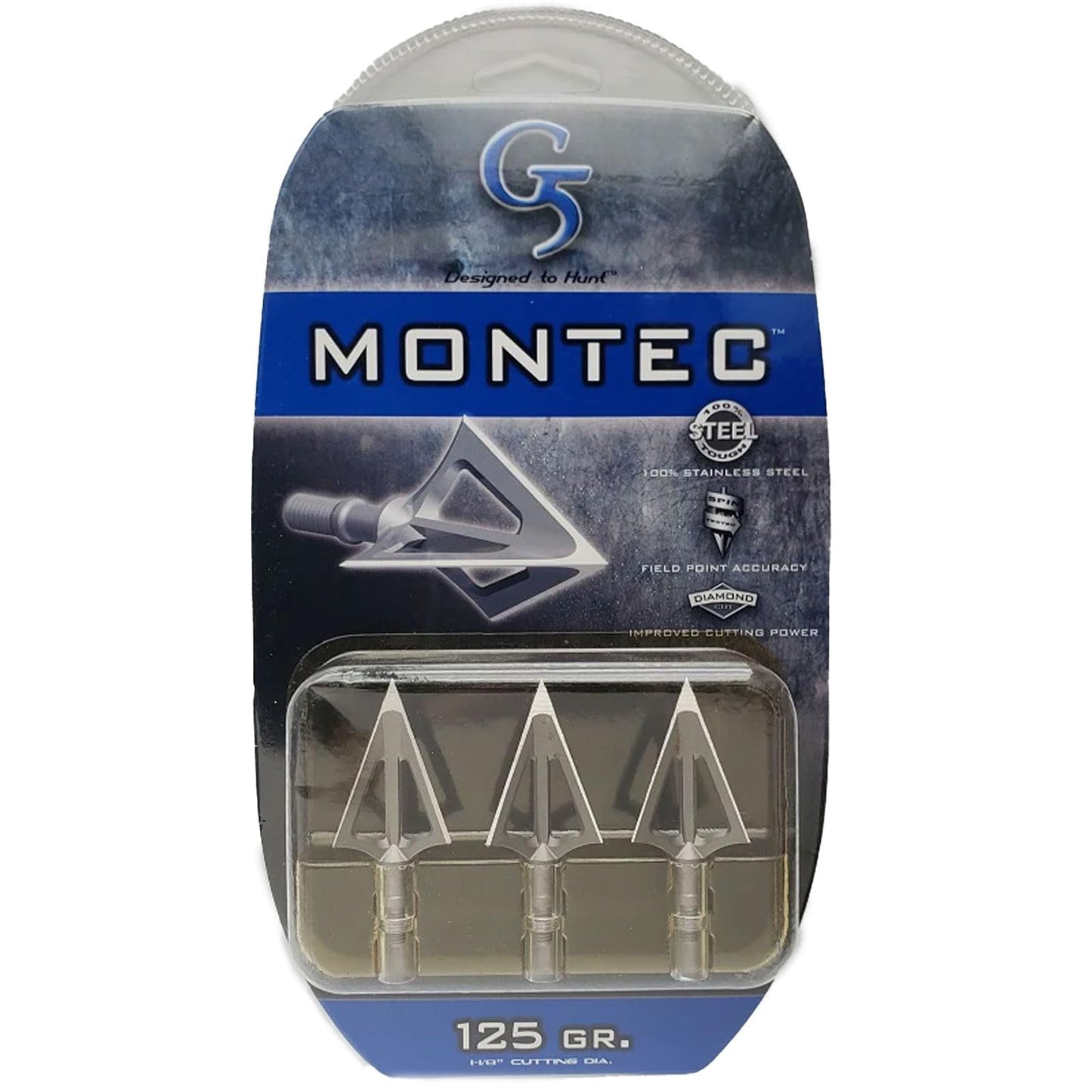 G5 Montec Archery Hunting Durable Sharp Fixed Blades Steel 1-Piece Construction Screw-in Broadheads for Bow Arrows - Pack of 3