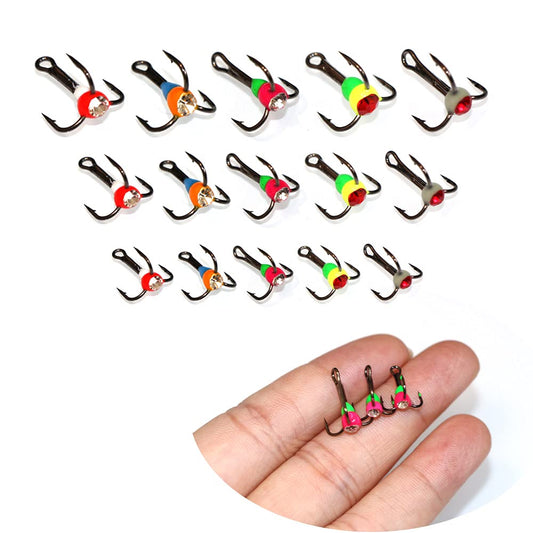 Ice Fishing Jigs with Treble Hooks Lead Jig Hooks Winter Metal Lures
