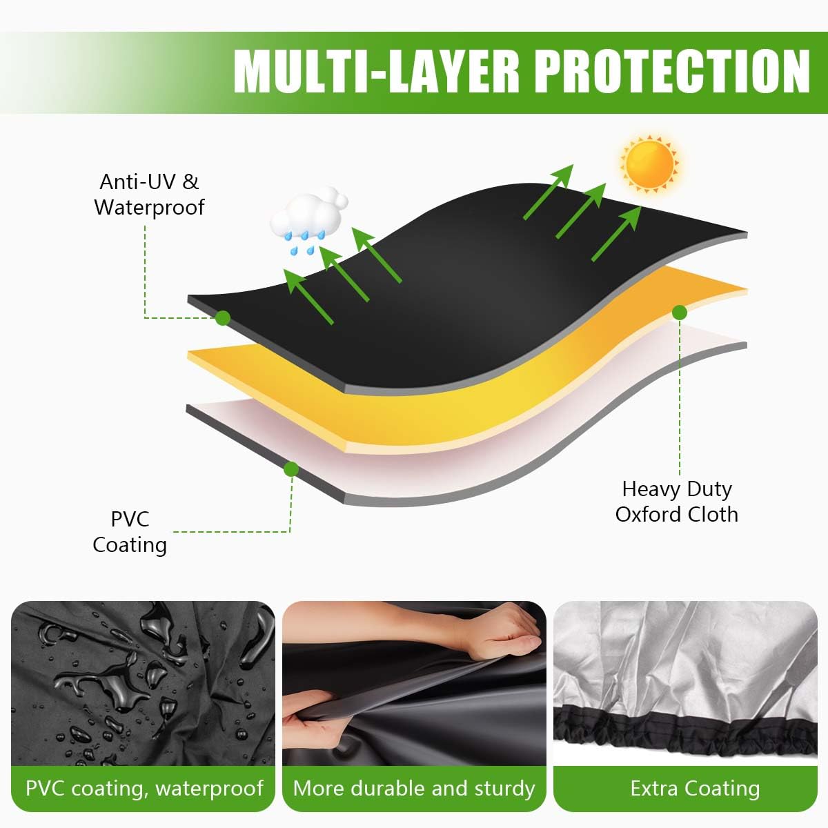 KISEER Outdoors Lawn Mower Cover Waterproof Heavy Duty 210D Polyester Oxford UV Protection Lawn Tractor Cover Fits Decks Up to 54" with Drawstring and Storage Bag