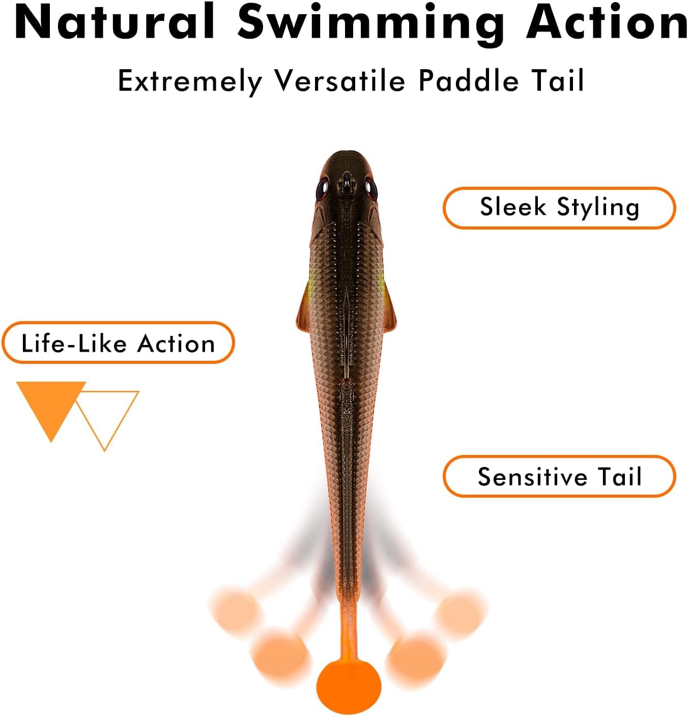 TRUSCEND Easy Catch Pre-Rigged Soft Lures, Vibrating Swim Action, Trembly Sinking Move, Amazing Soft Swimbait for Family Fishing, Well-Made Fishing Lures for Bass Trout Crappie Walleye Pike Redfish