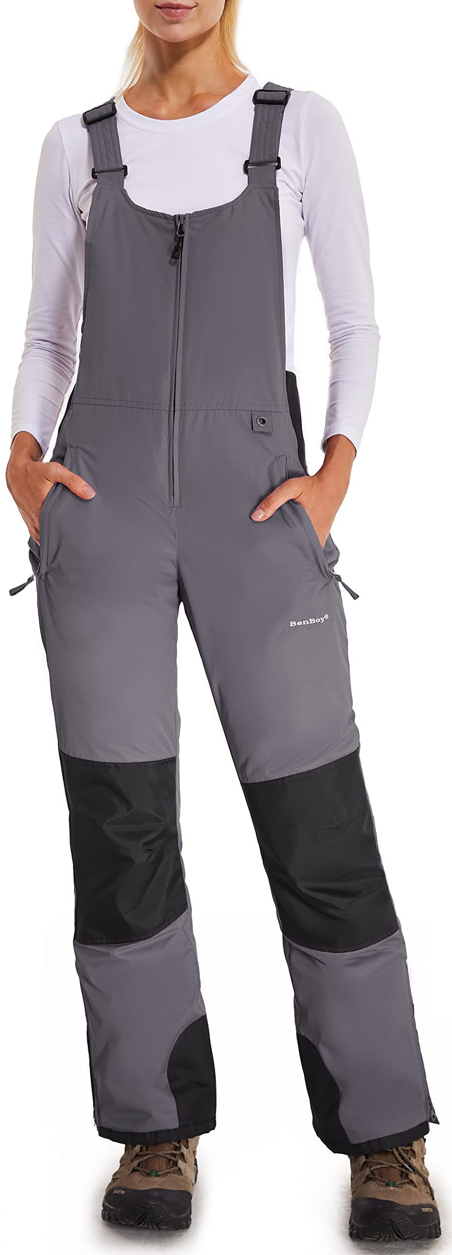 BenBoy Women's Snow Bibs Ski Waterproof Windproof Insulated Overalls Ripstop Snowboard Pants Winter