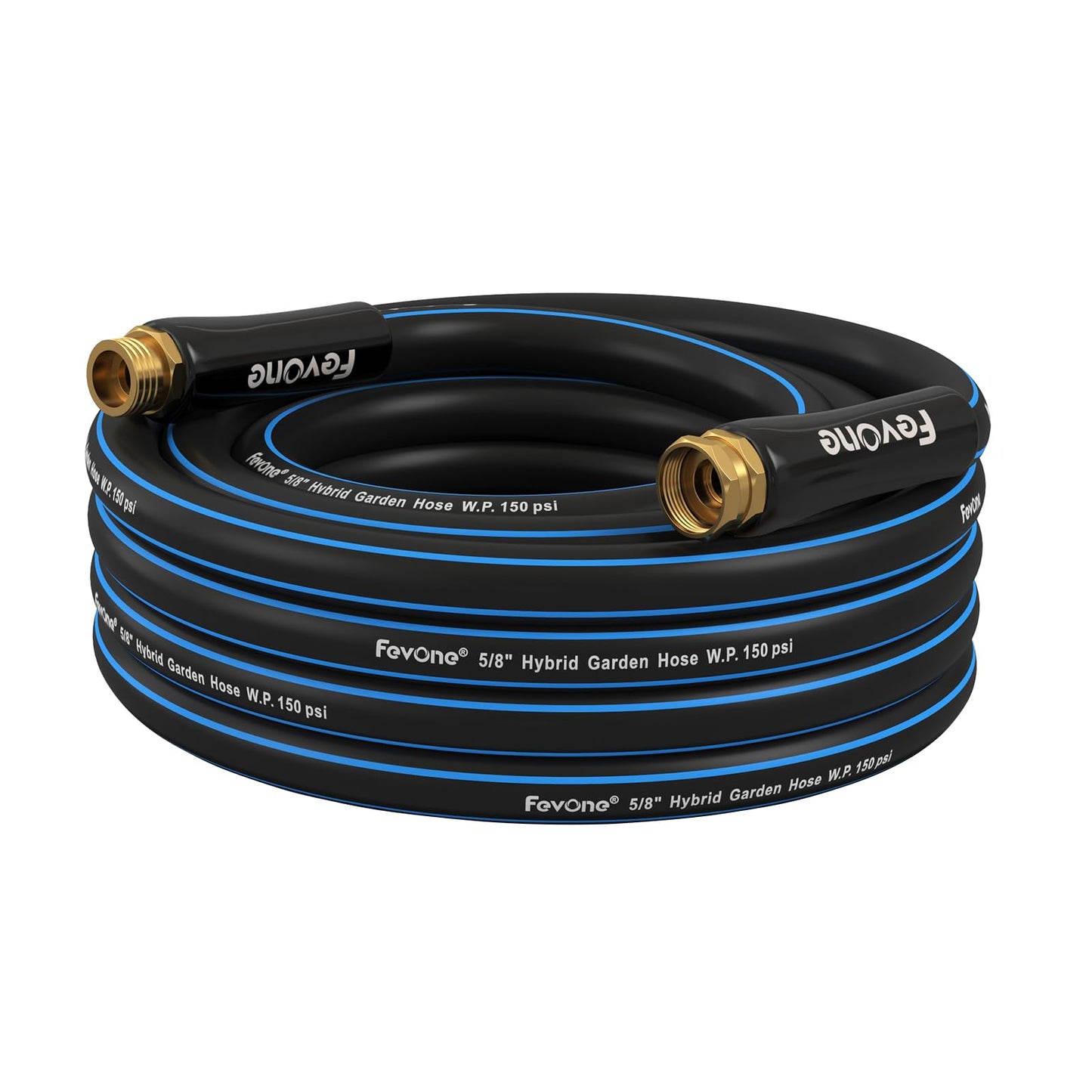 Fevone 50ft Heavy Duty Garden Hose – 5/8" ID, 600 PSI, Hybrid Polymer, Kink-Resistant, Flexible, Durable, 3/4" GHT Solid Brass Fittings